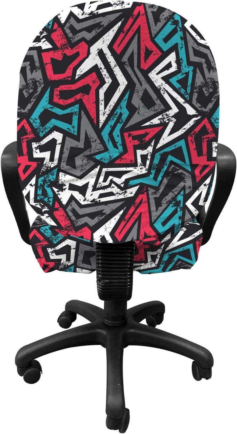 imageAmbesonne Christmas Office Chair Slipcover Vivid of Joyous Holiday Celebration Jumping Dancing Cheery Cartoon for Yule Protective Stretch Decorative Fabric Cover Standard Size Green RedDimgrey Coral