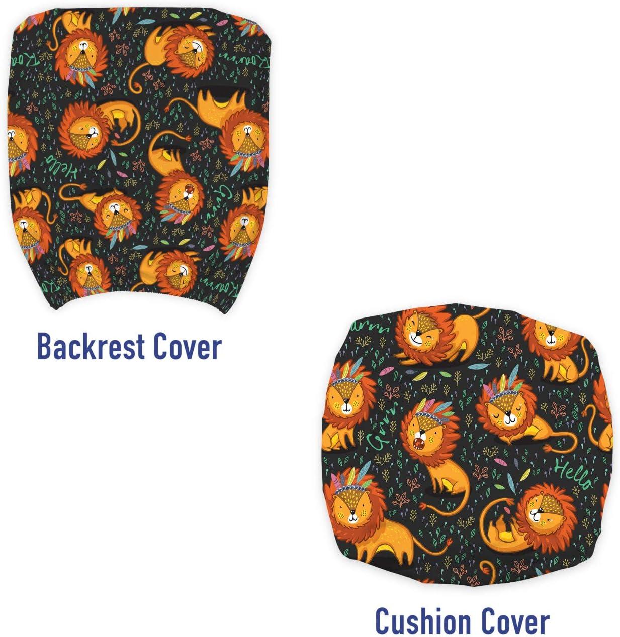 imageAmbesonne Christmas Office Chair Slipcover Vivid of Joyous Holiday Celebration Jumping Dancing Cheery Cartoon for Yule Protective Stretch Decorative Fabric Cover Standard Size Green RedOrange Black