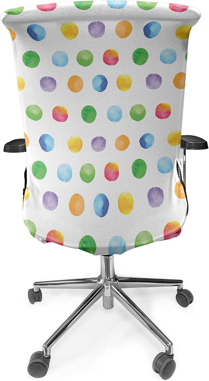 imageAmbesonne Christmas Office Chair Slipcover Vivid of Joyous Holiday Celebration Jumping Dancing Cheery Cartoon for Yule Protective Stretch Decorative Fabric Cover Standard Size Green RedGreen White