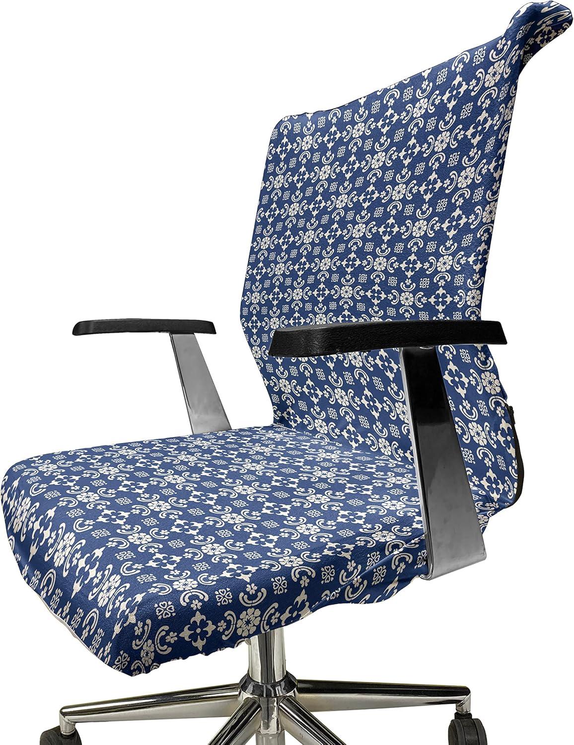 imageAmbesonne Christmas Office Chair Slipcover Vivid of Joyous Holiday Celebration Jumping Dancing Cheery Cartoon for Yule Protective Stretch Decorative Fabric Cover Standard Size Green RedAzure Blue