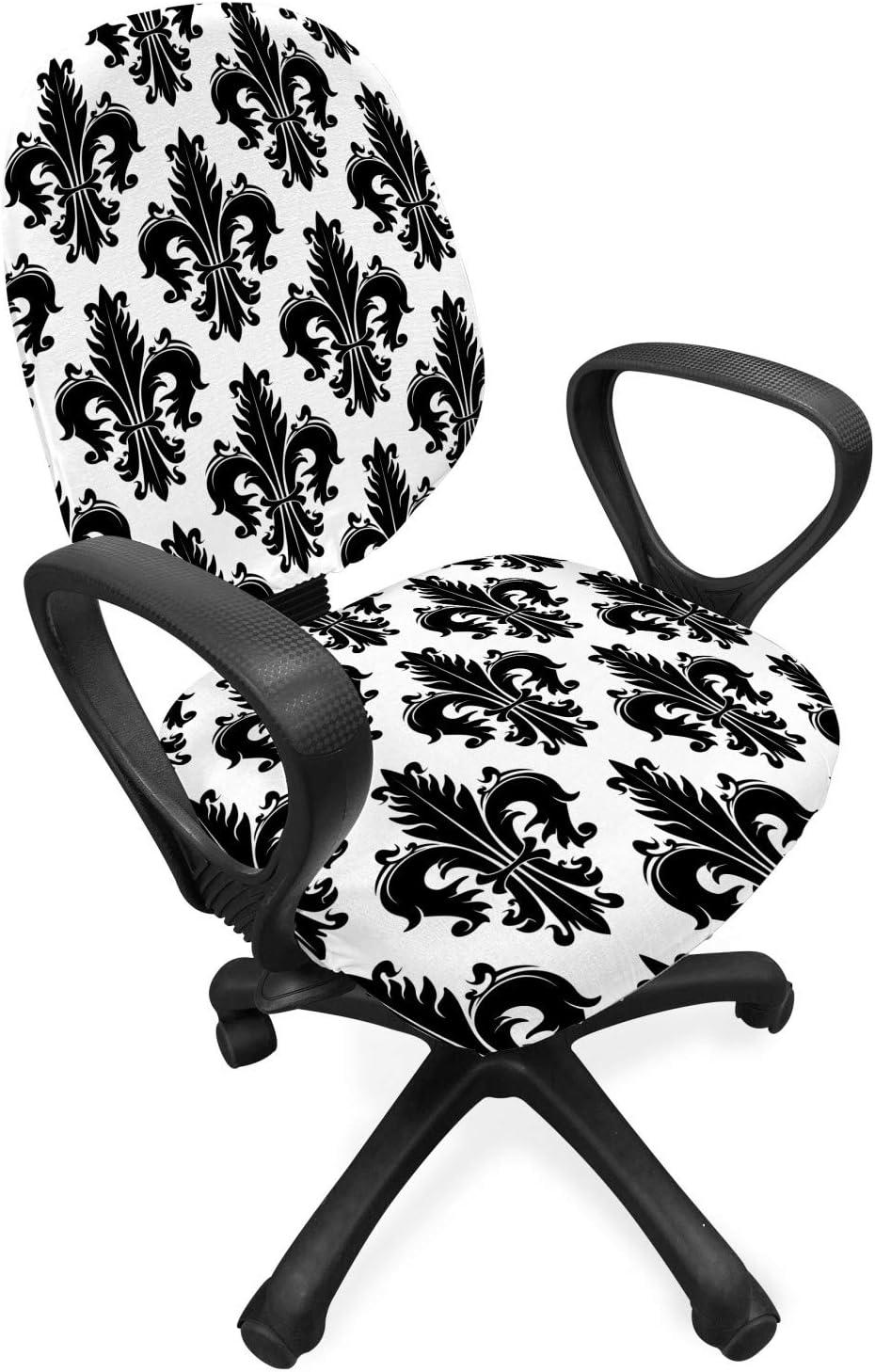 imageAmbesonne Christmas Office Chair Slipcover Vivid of Joyous Holiday Celebration Jumping Dancing Cheery Cartoon for Yule Protective Stretch Decorative Fabric Cover Standard Size Green RedBlack White