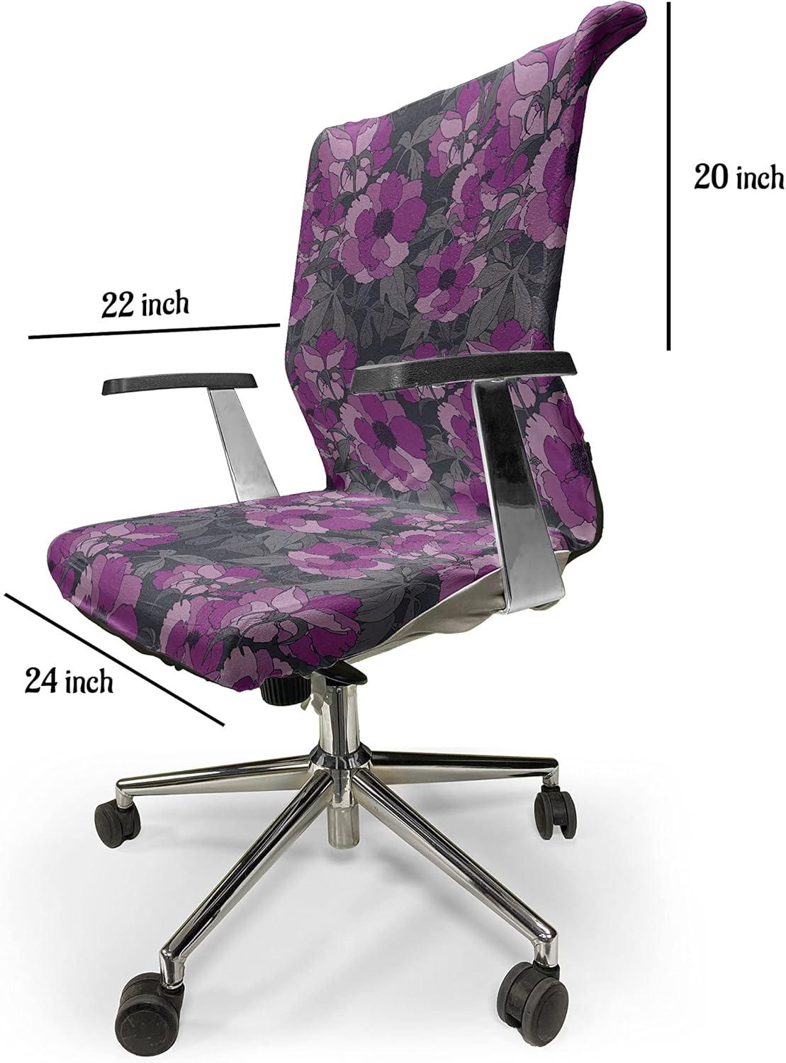 imageAmbesonne Christmas Office Chair Slipcover Vivid of Joyous Holiday Celebration Jumping Dancing Cheery Cartoon for Yule Protective Stretch Decorative Fabric Cover Standard Size Green RedPurple Grey