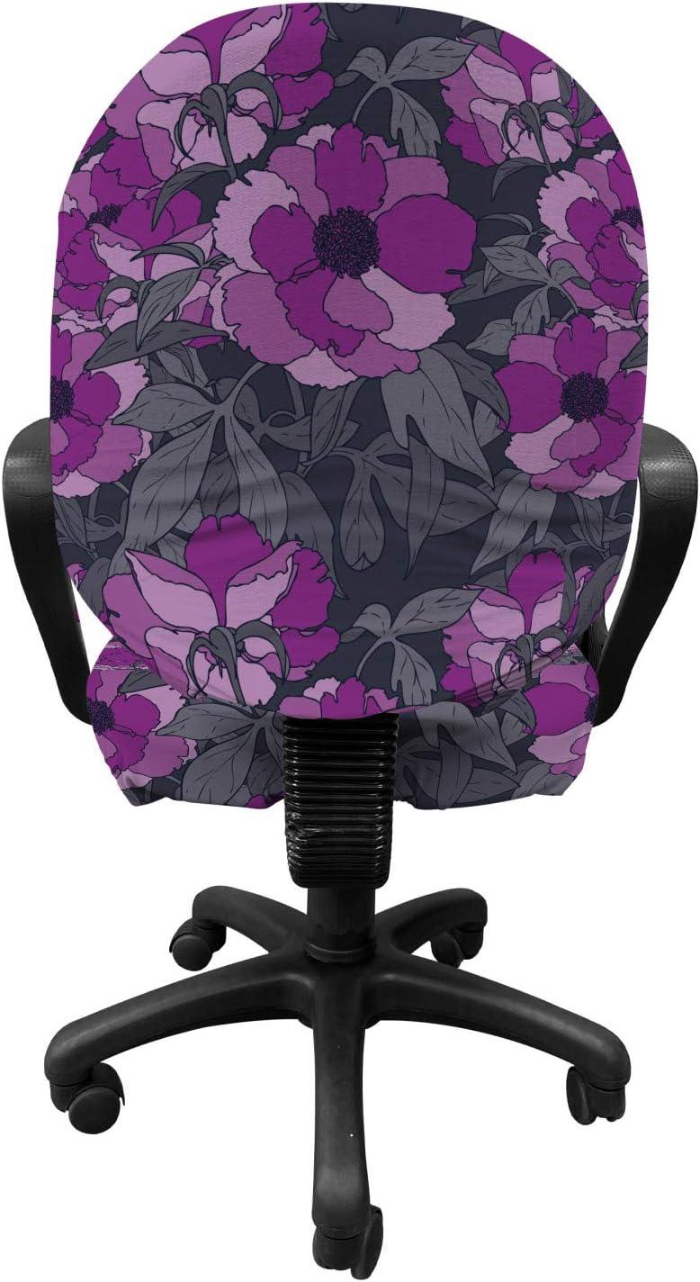 imageAmbesonne Christmas Office Chair Slipcover Vivid of Joyous Holiday Celebration Jumping Dancing Cheery Cartoon for Yule Protective Stretch Decorative Fabric Cover Standard Size Green RedPurple Grey