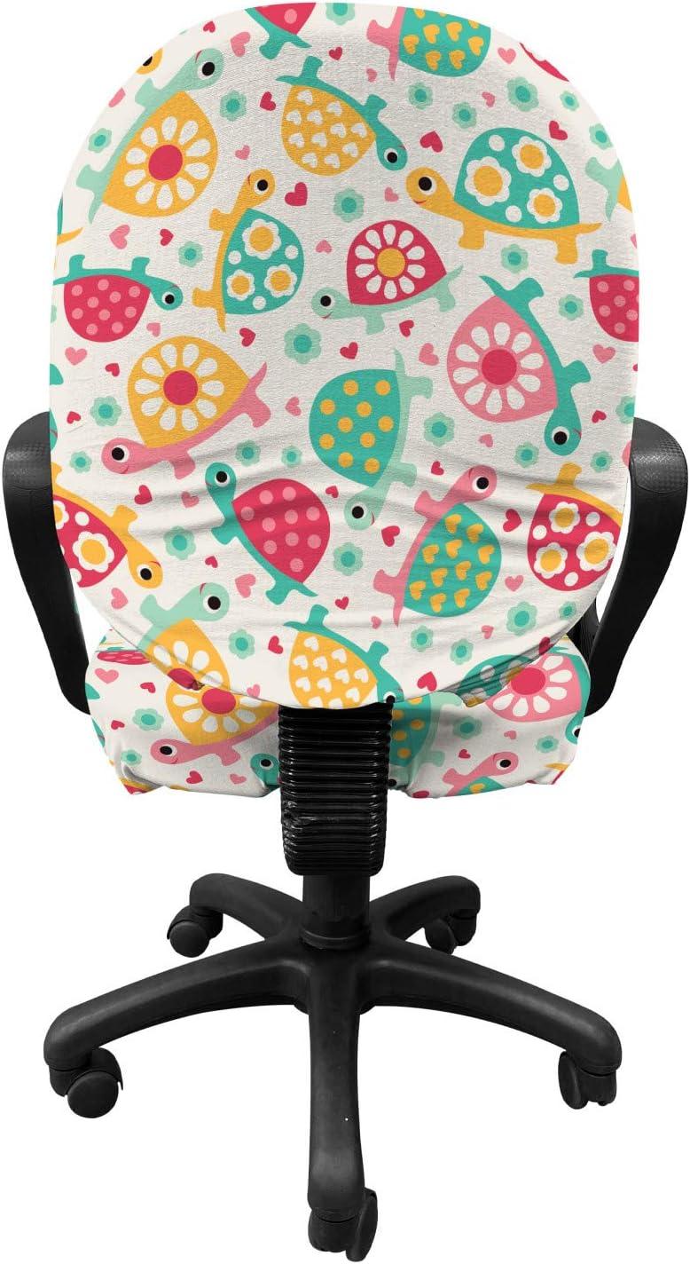 imageAmbesonne Christmas Office Chair Slipcover Vivid of Joyous Holiday Celebration Jumping Dancing Cheery Cartoon for Yule Protective Stretch Decorative Fabric Cover Standard Size Green RedTeal Magenta
