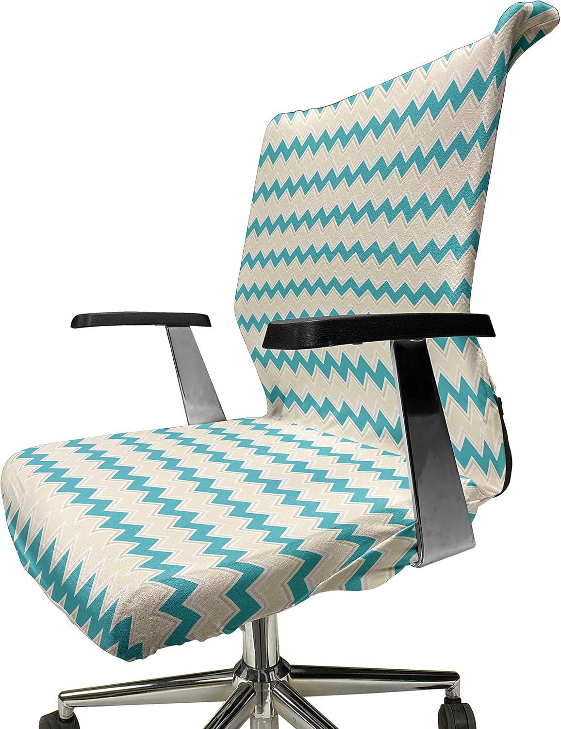 imageAmbesonne Christmas Office Chair Slipcover Vivid of Joyous Holiday Celebration Jumping Dancing Cheery Cartoon for Yule Protective Stretch Decorative Fabric Cover Standard Size Green RedCream Teal