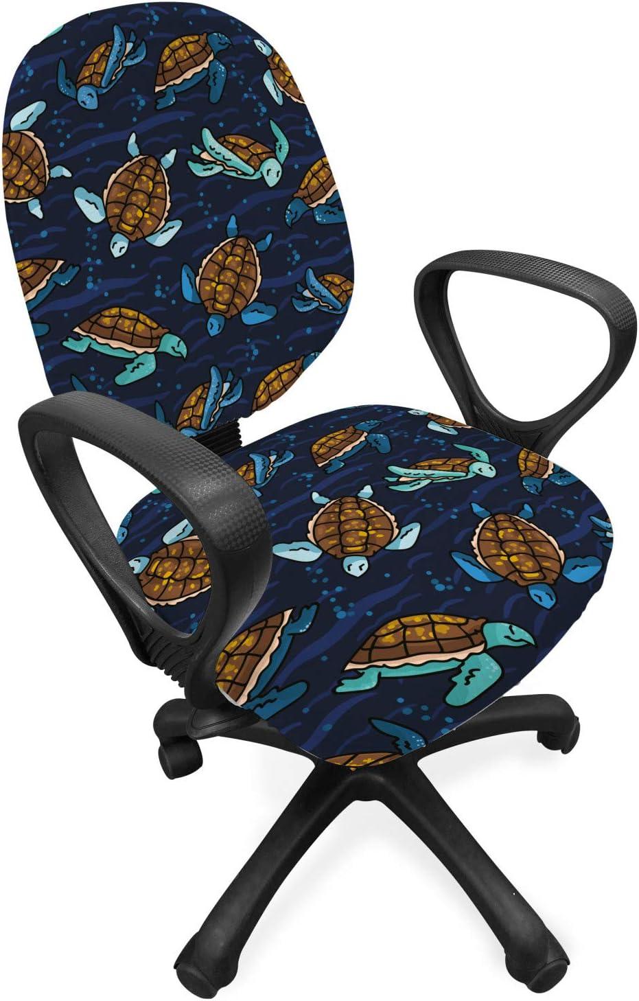 imageAmbesonne Christmas Office Chair Slipcover Vivid of Joyous Holiday Celebration Jumping Dancing Cheery Cartoon for Yule Protective Stretch Decorative Fabric Cover Standard Size Green RedNavy Brown
