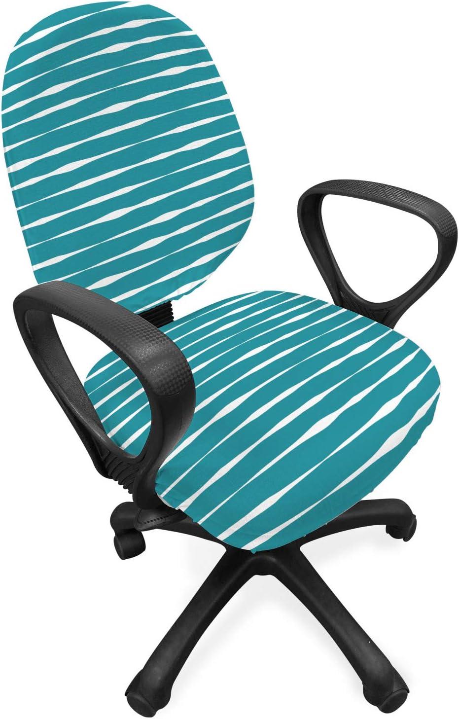 imageAmbesonne Christmas Office Chair Slipcover Vivid of Joyous Holiday Celebration Jumping Dancing Cheery Cartoon for Yule Protective Stretch Decorative Fabric Cover Standard Size Green RedTeal White