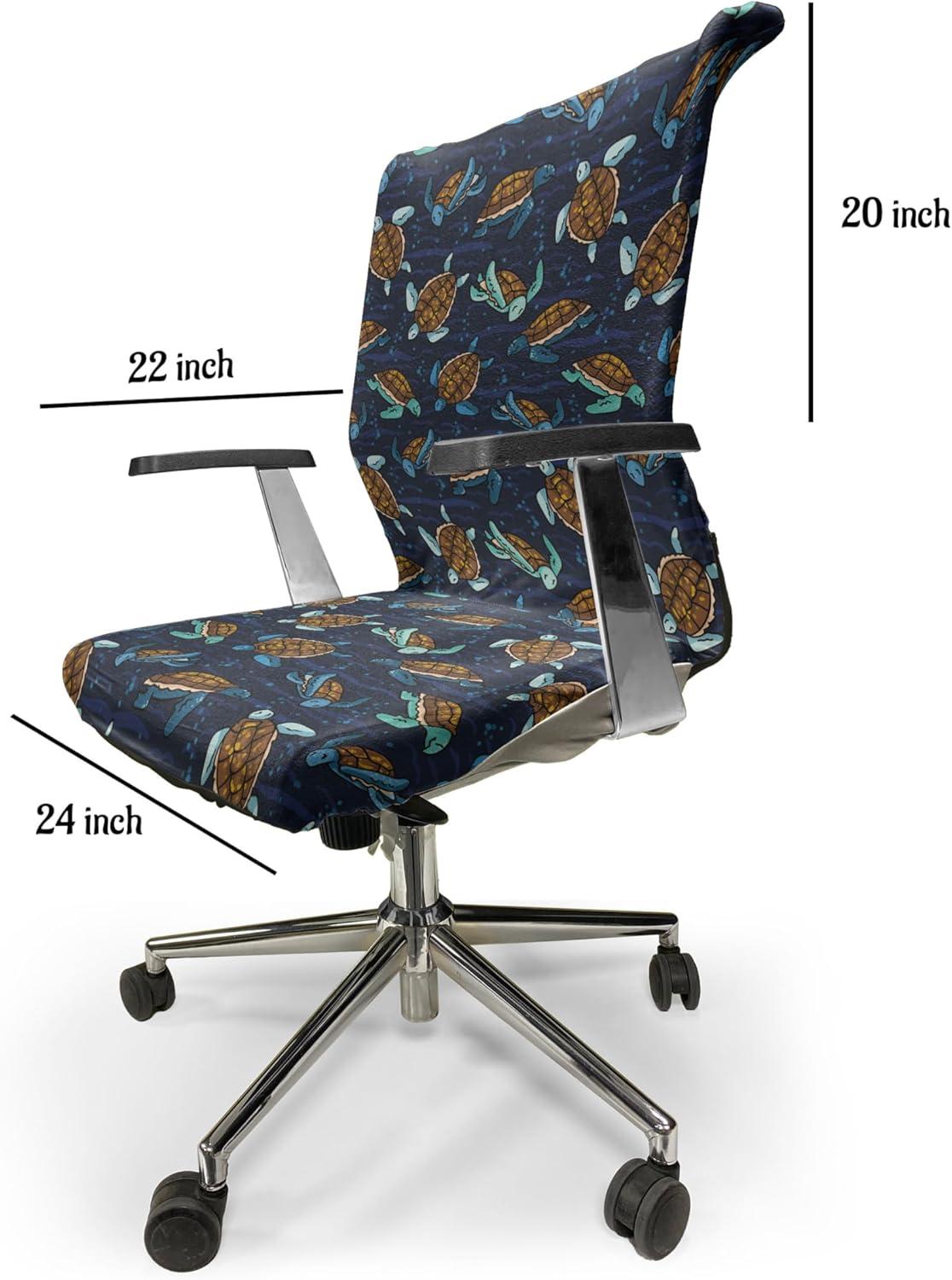 imageAmbesonne Christmas Office Chair Slipcover Vivid of Joyous Holiday Celebration Jumping Dancing Cheery Cartoon for Yule Protective Stretch Decorative Fabric Cover Standard Size Green RedNavy Brown