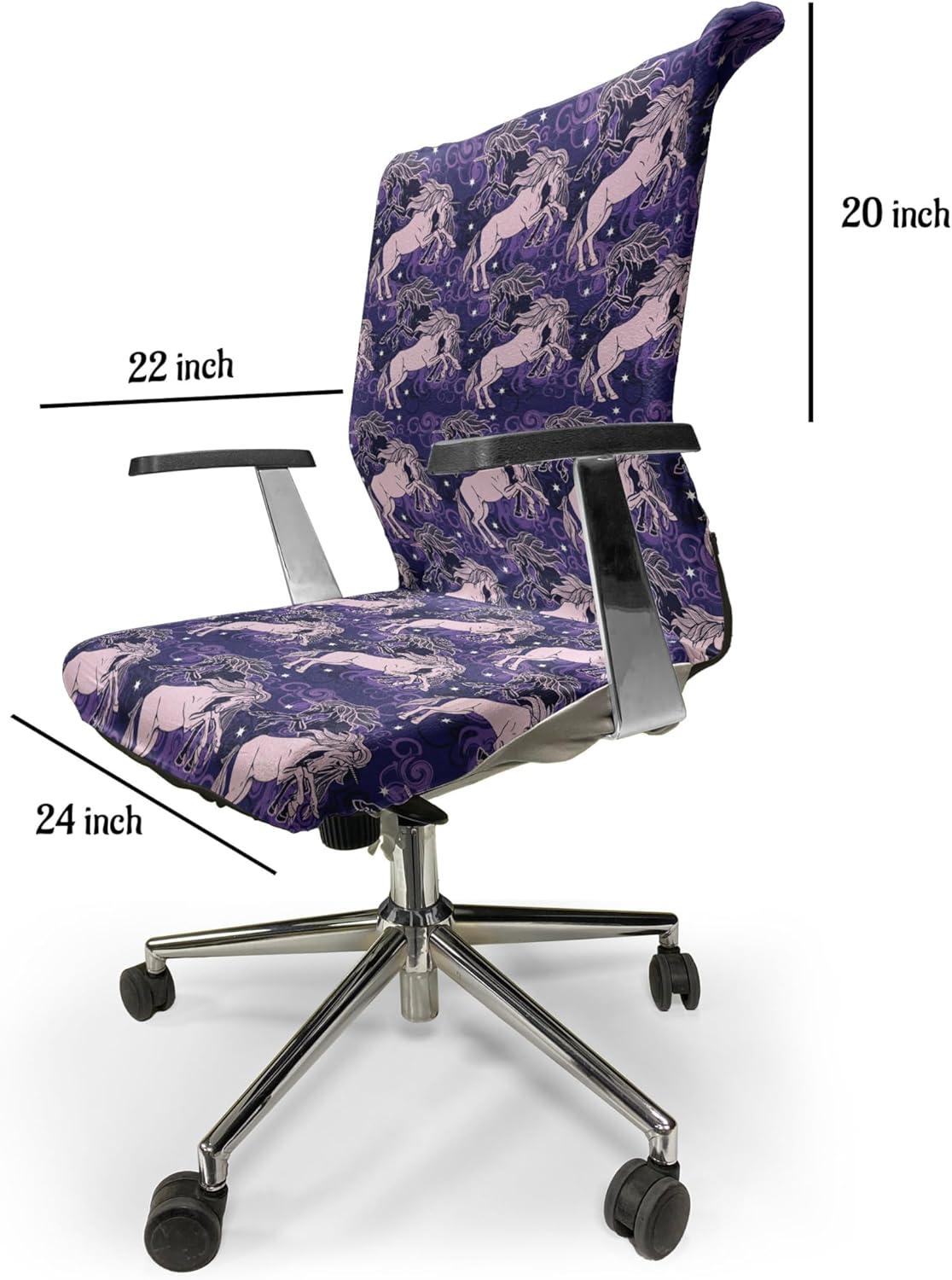 imageAmbesonne Christmas Office Chair Slipcover Vivid of Joyous Holiday Celebration Jumping Dancing Cheery Cartoon for Yule Protective Stretch Decorative Fabric Cover Standard Size Green RedLilac Indigo