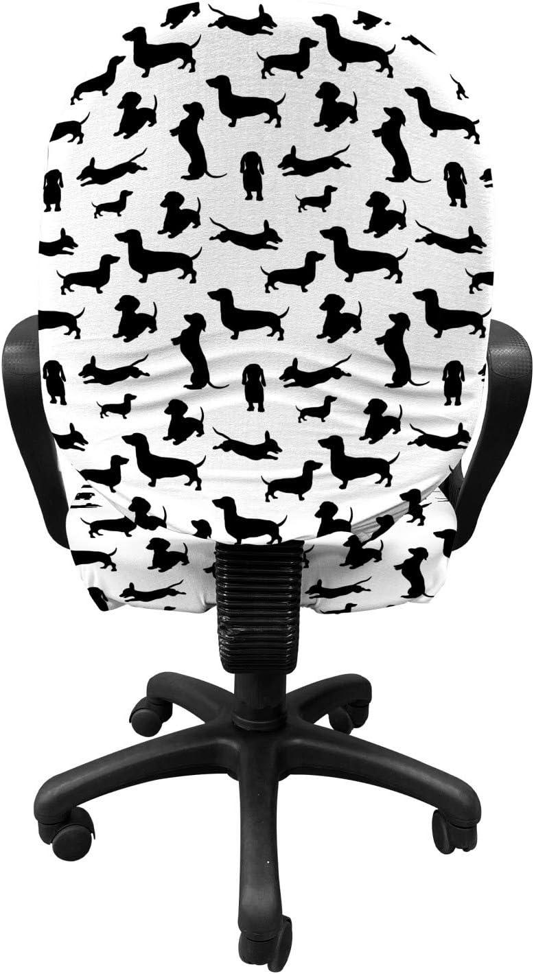 imageAmbesonne Christmas Office Chair Slipcover Vivid of Joyous Holiday Celebration Jumping Dancing Cheery Cartoon for Yule Protective Stretch Decorative Fabric Cover Standard Size Green RedBlack and White