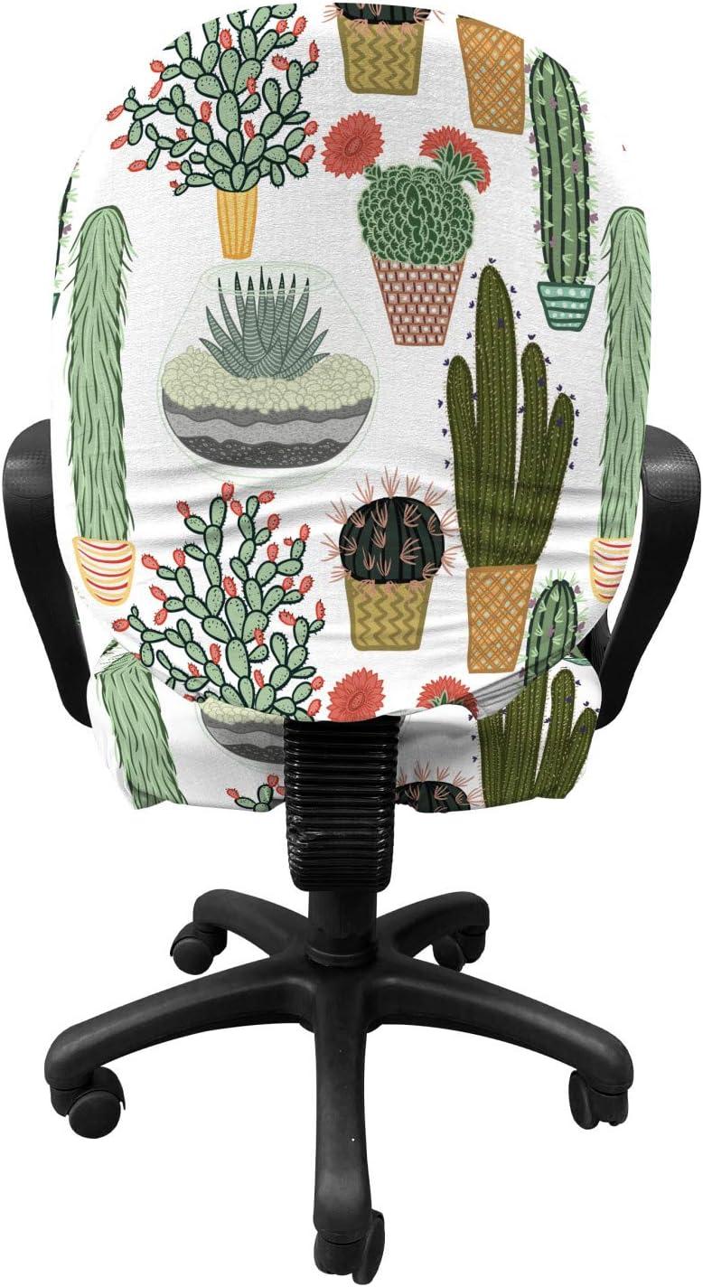 imageAmbesonne Christmas Office Chair Slipcover Vivid of Joyous Holiday Celebration Jumping Dancing Cheery Cartoon for Yule Protective Stretch Decorative Fabric Cover Standard Size Green RedFern Green