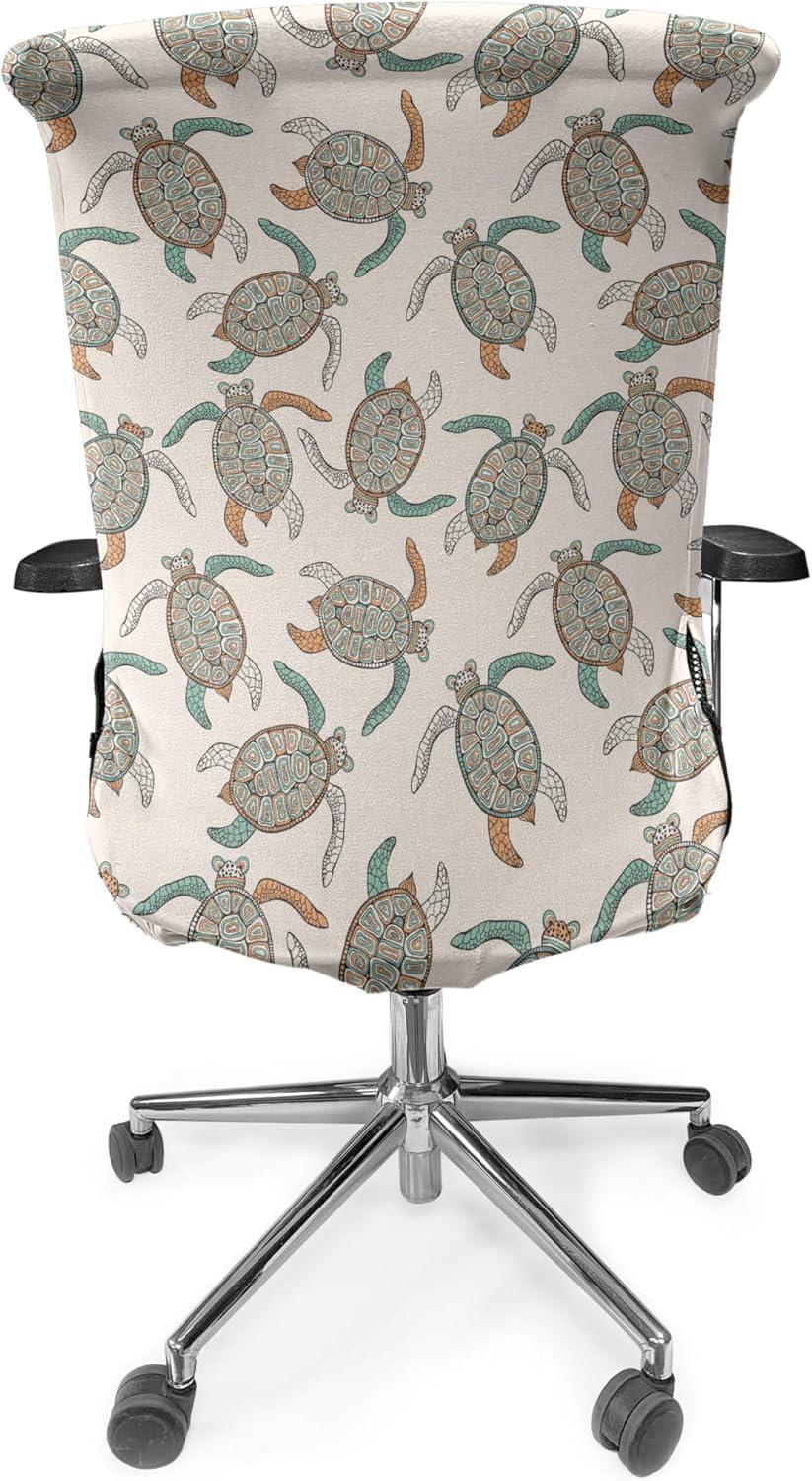 imageAmbesonne Christmas Office Chair Slipcover Vivid of Joyous Holiday Celebration Jumping Dancing Cheery Cartoon for Yule Protective Stretch Decorative Fabric Cover Standard Size Green RedPeach Seafoam
