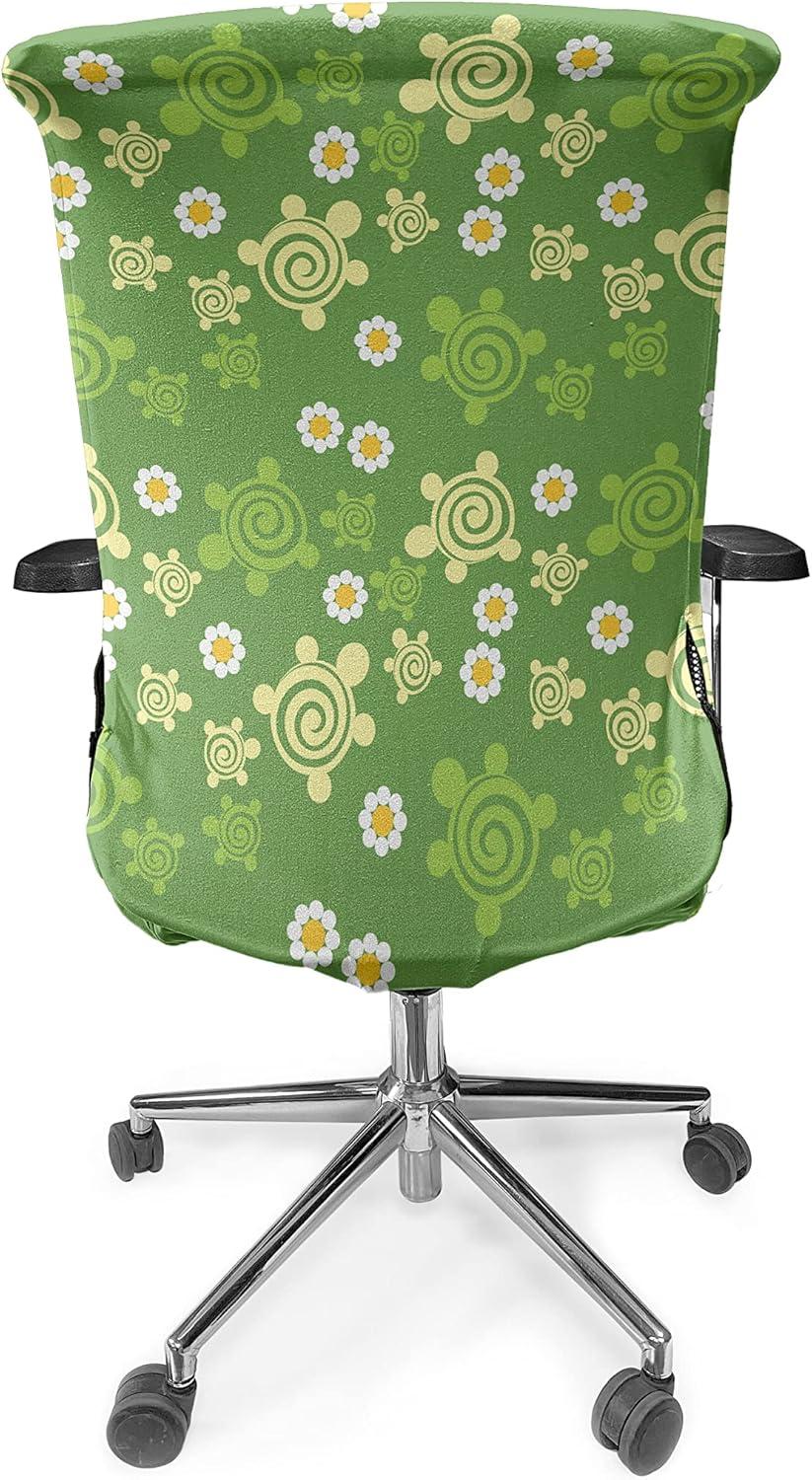 imageAmbesonne Christmas Office Chair Slipcover Vivid of Joyous Holiday Celebration Jumping Dancing Cheery Cartoon for Yule Protective Stretch Decorative Fabric Cover Standard Size Green RedYellow Green