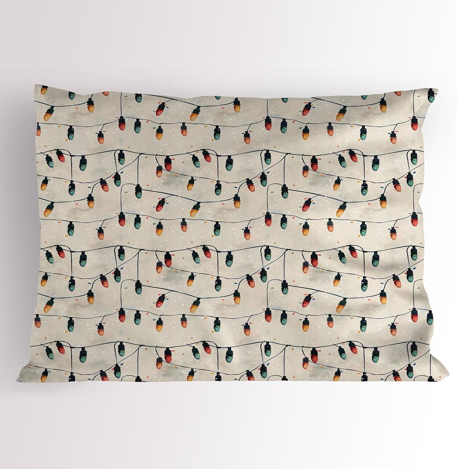 imageAmbesonne Christmas Pillow Sham Funny Christmas Santa Claus and Reindeer Peeking Cartoon Style Humor Decorative Standard Queen Size Printed Pillowcase 30quot X 20quot Vermilion Caramel WhiteEggshell Teal and Mustard