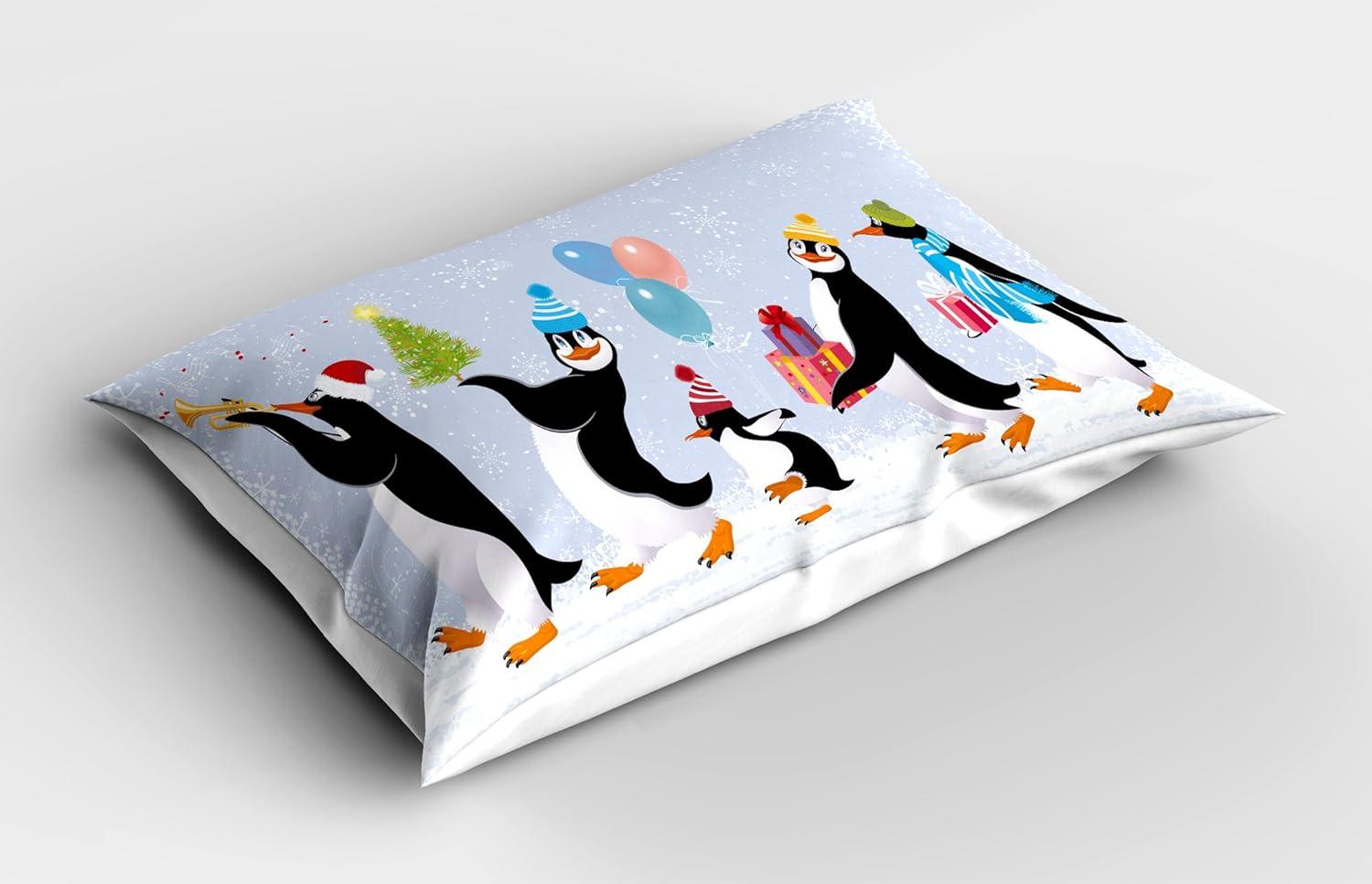 imageAmbesonne Christmas Pillow Sham Set of 2 Holiday Season Office Design Tree Celebration Snowflakes Celebration Quality Microfiber Bedding Item for All Seasons 30quot x 20quot White Green RedPale Ceil Blue
