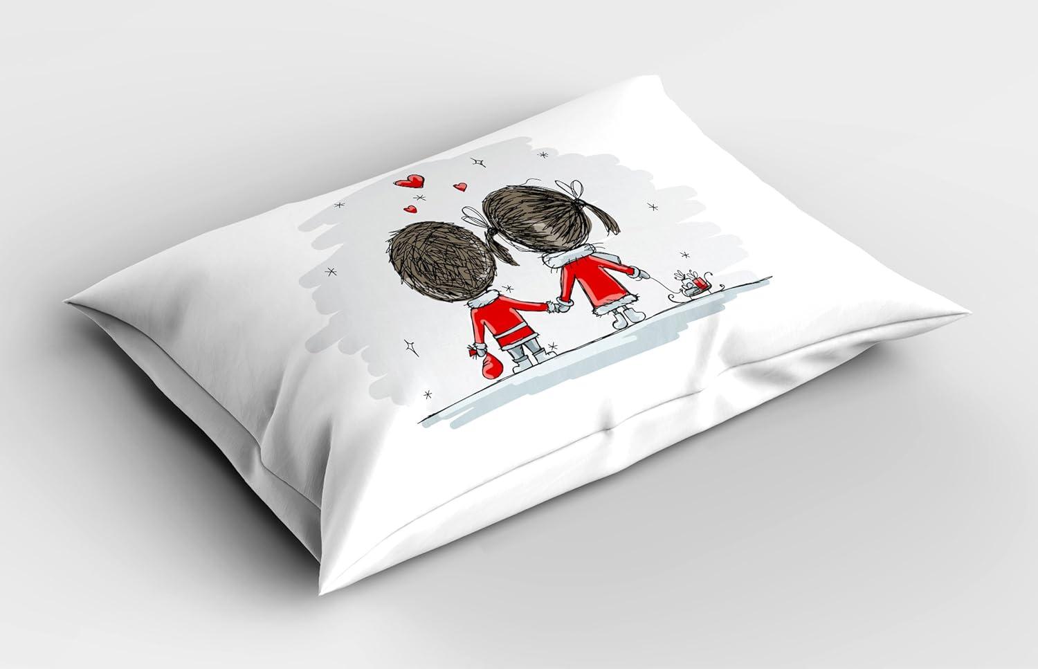 imageAmbesonne Christmas Pillow Sham Set of 2 Holiday Season Office Design Tree Celebration Snowflakes Celebration Quality Microfiber Bedding Item for All Seasons 30quot x 20quot White Green RedScarlet Cocoa Grey