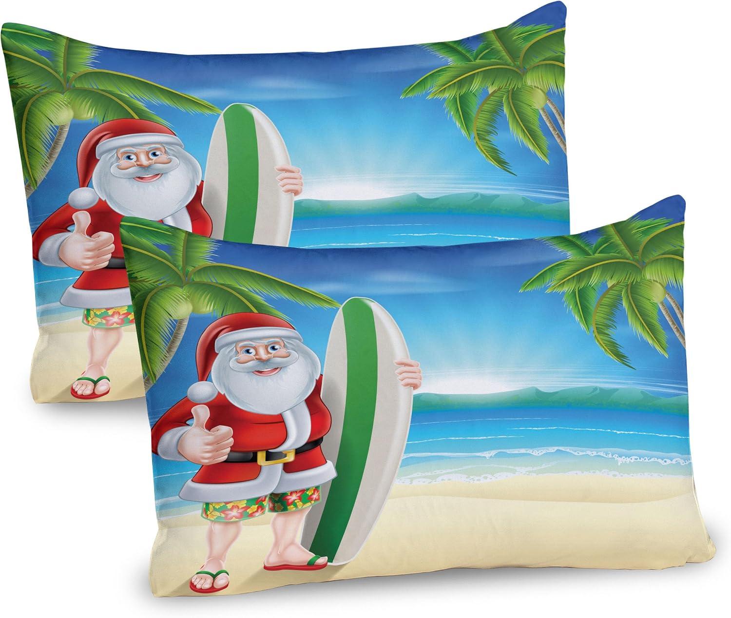 imageAmbesonne Christmas Pillow Sham Set of 2 Holiday Season Office Design Tree Celebration Snowflakes Celebration Quality Microfiber Bedding Item for All Seasons 30quot x 20quot White Green RedBlue Green
