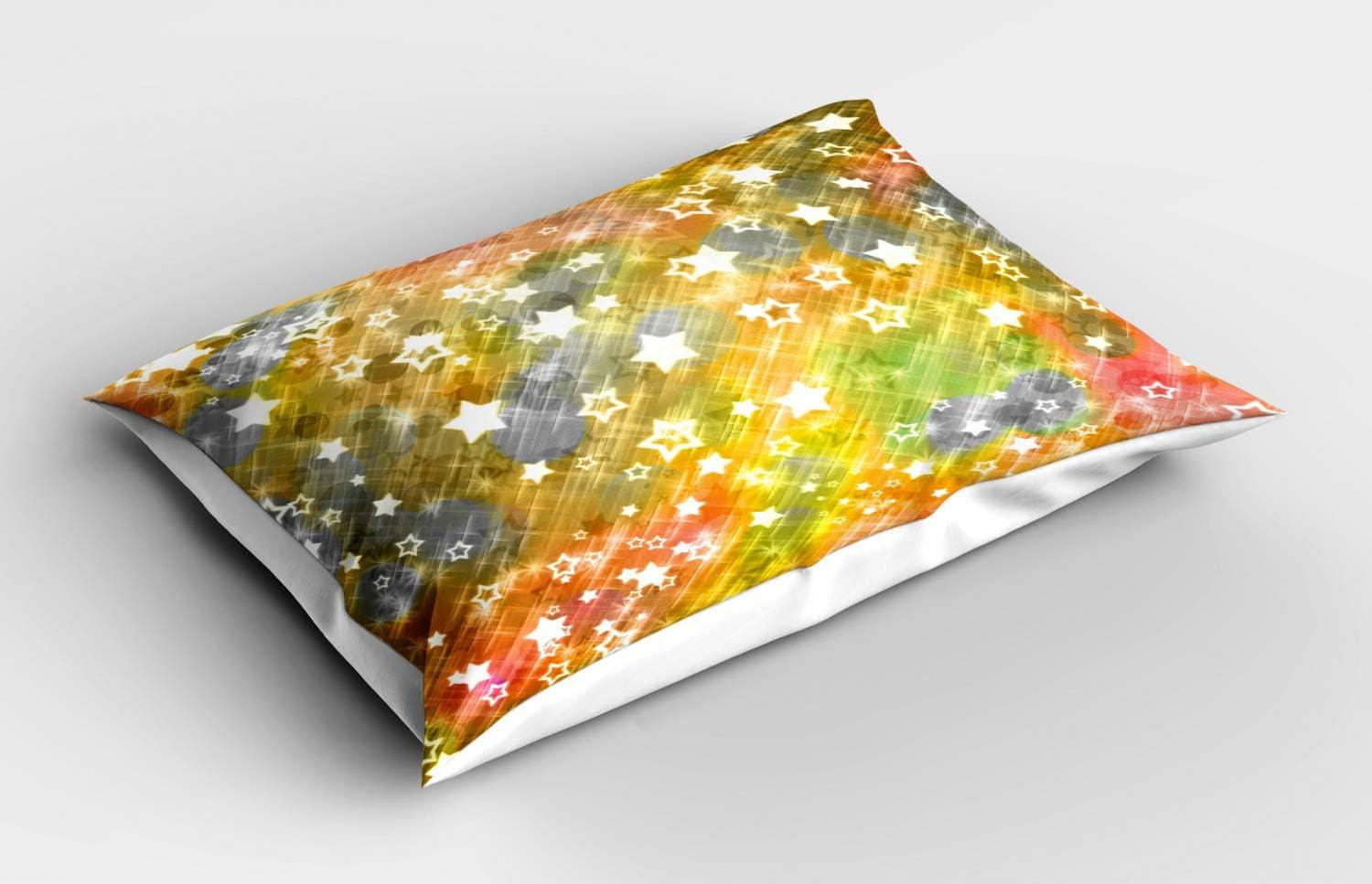 imageAmbesonne Christmas Pillow Sham Set of 2 Holiday Season Office Design Tree Celebration Snowflakes Celebration Quality Microfiber Bedding Item for All Seasons 30quot x 20quot White Green RedMustard Green Coral