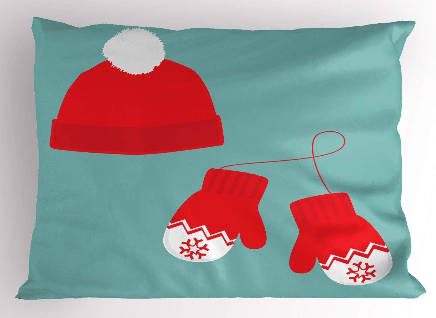 imageAmbesonne Christmas Pillow Sham Set of 2 Holiday Season Office Design Tree Celebration Snowflakes Celebration Quality Microfiber Bedding Item for All Seasons 30quot x 20quot White Green RedVermilion Seafoam
