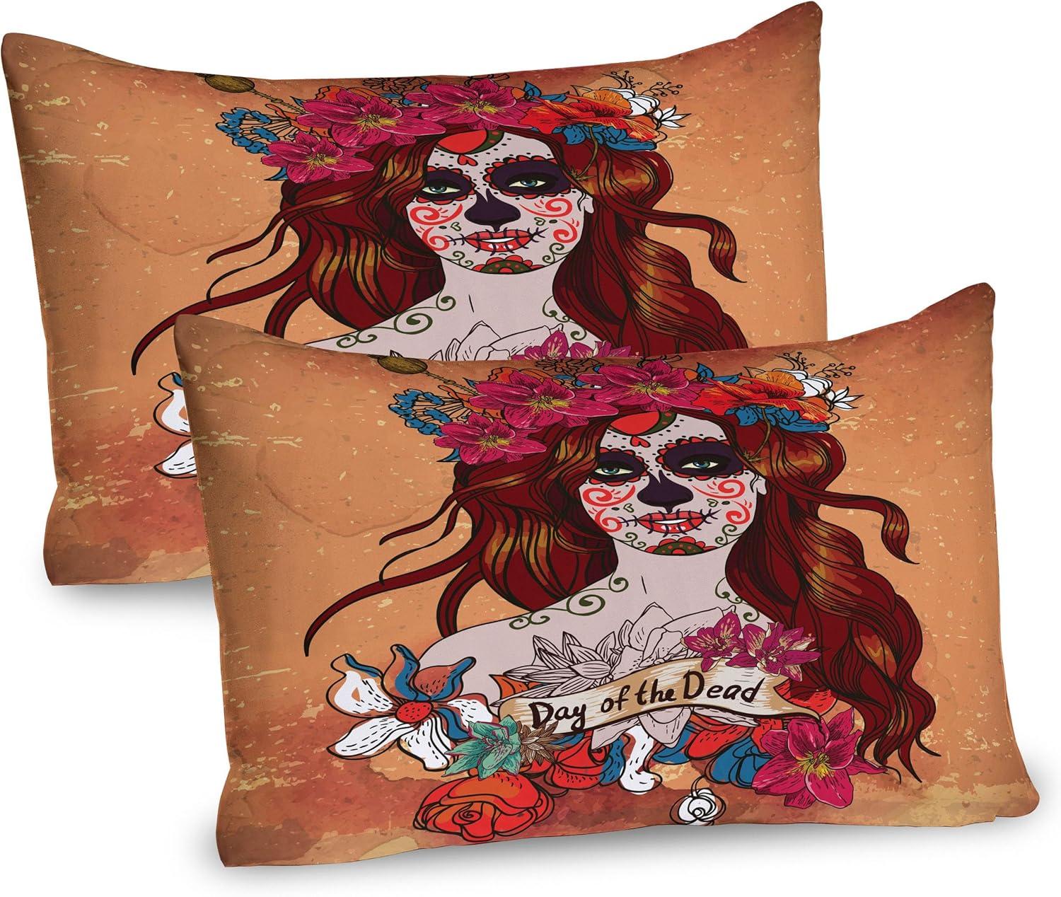 imageAmbesonne Christmas Pillow Sham Set of 2 Holiday Season Office Design Tree Celebration Snowflakes Celebration Quality Microfiber Bedding Item for All Seasons 30quot x 20quot White Green RedCinnamon Magenta Maroon