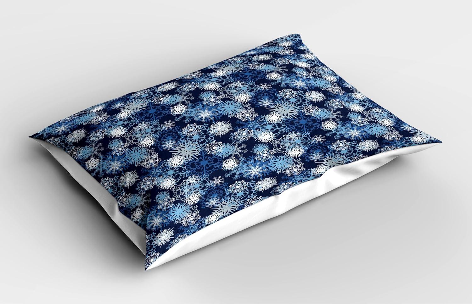 imageAmbesonne Christmas Pillow Sham Set of 2 Holiday Season Office Design Tree Celebration Snowflakes Celebration Quality Microfiber Bedding Item for All Seasons 30quot x 20quot White Green RedPale Blue