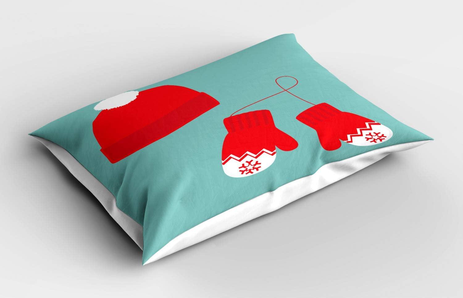 imageAmbesonne Christmas Pillow Sham Set of 2 Holiday Season Office Design Tree Celebration Snowflakes Celebration Quality Microfiber Bedding Item for All Seasons 30quot x 20quot White Green RedVermilion Seafoam