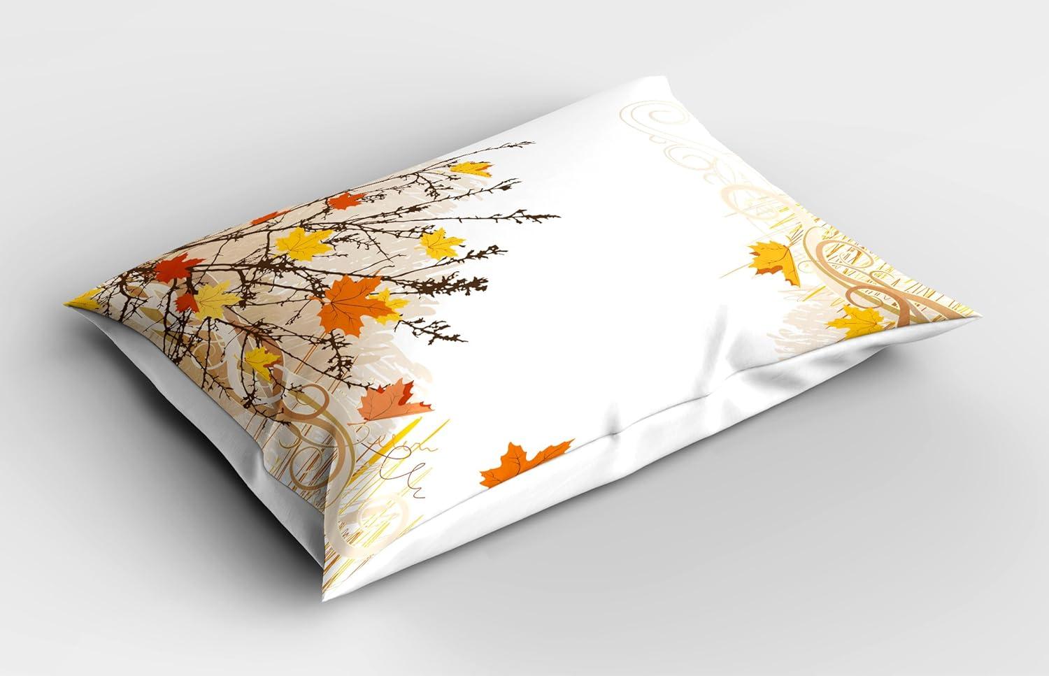 imageAmbesonne Christmas Pillow Sham Set of 2 Holiday Season Office Design Tree Celebration Snowflakes Celebration Quality Microfiber Bedding Item for All Seasons 30quot x 20quot White Green RedTan Yellow