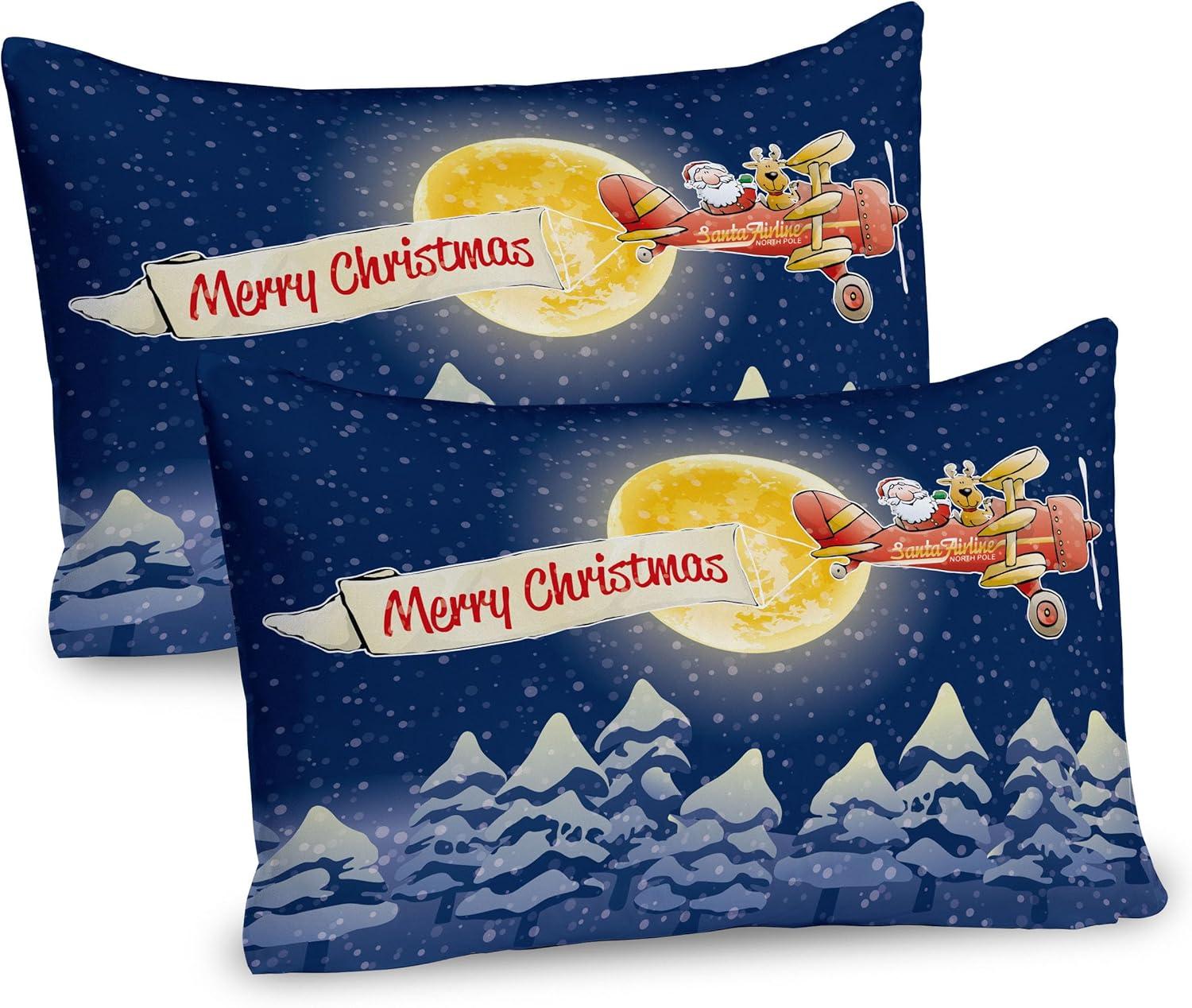 imageAmbesonne Christmas Pillow Sham Snowy Winter Tree Branches Berries Bullfinch Birds Snowman Hat Decorative Standard Size Printed Pillowcase 26quot X 20quot Almond Green OrangeDark Blue Marigold Red