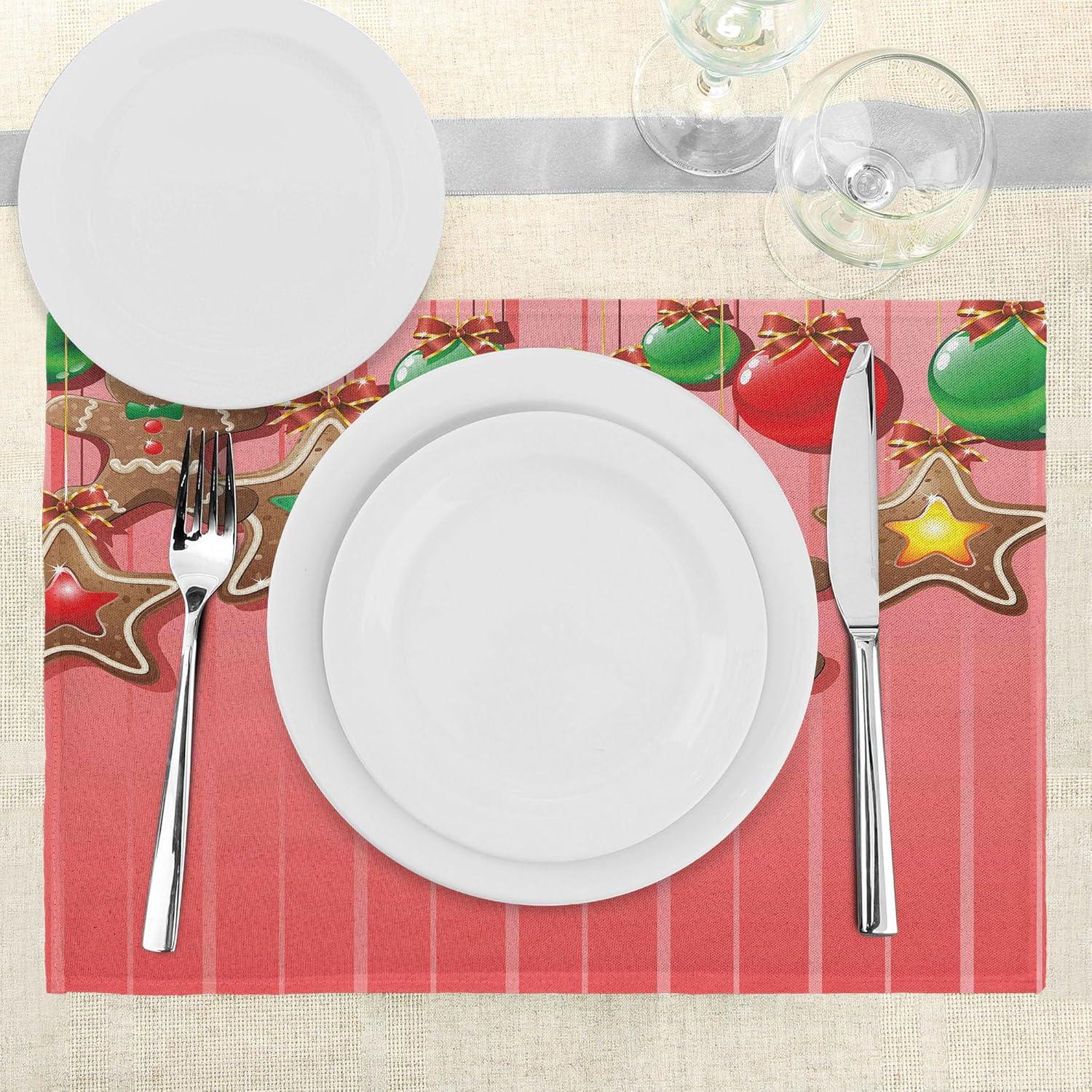 imageAmbesonne Christmas Place Mats Set of 8 Christmas at Countryside Theme Rustic Home Wooden Planks Borders Natural Design Washable Fabric Placemats for Dining Table Placemat 8 pcs Umber GreenPale Ruby