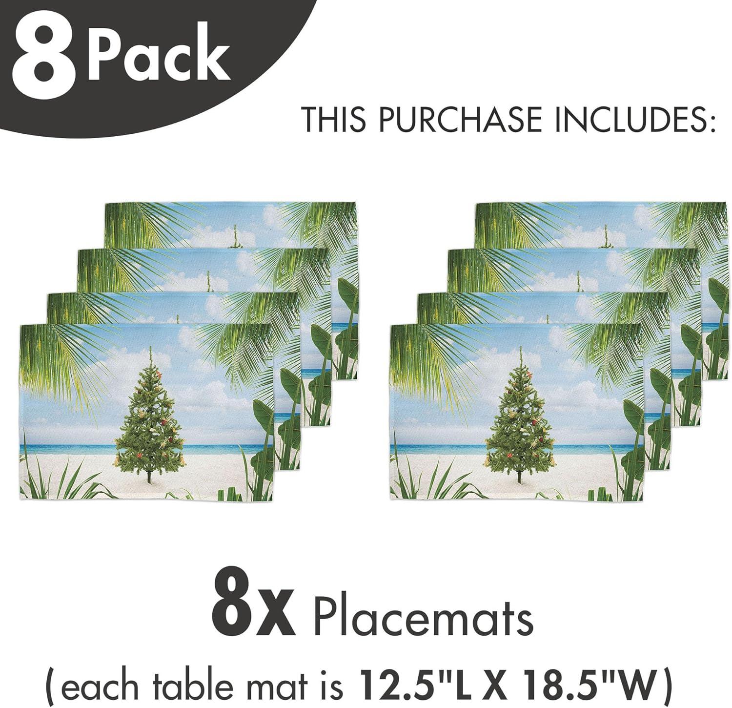 imageAmbesonne Christmas Place Mats Set of 8 Christmas at Countryside Theme Rustic Home Wooden Planks Borders Natural Design Washable Fabric Placemats for Dining Table Placemat 8 pcs Umber GreenGreen Cream