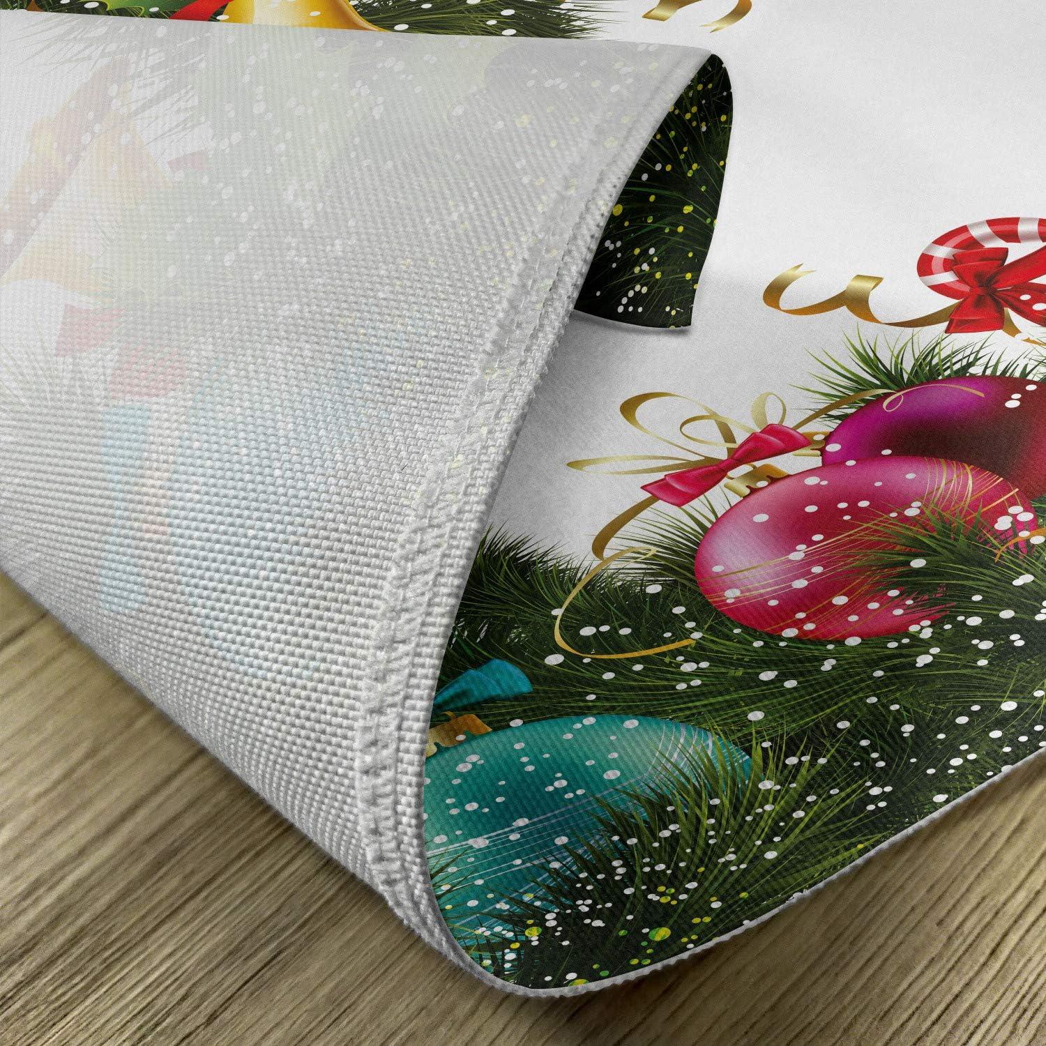 imageAmbesonne Christmas Place Mats Set of 8 Christmas at Countryside Theme Rustic Home Wooden Planks Borders Natural Design Washable Fabric Placemats for Dining Table Placemat 8 pcs Umber GreenRainbow