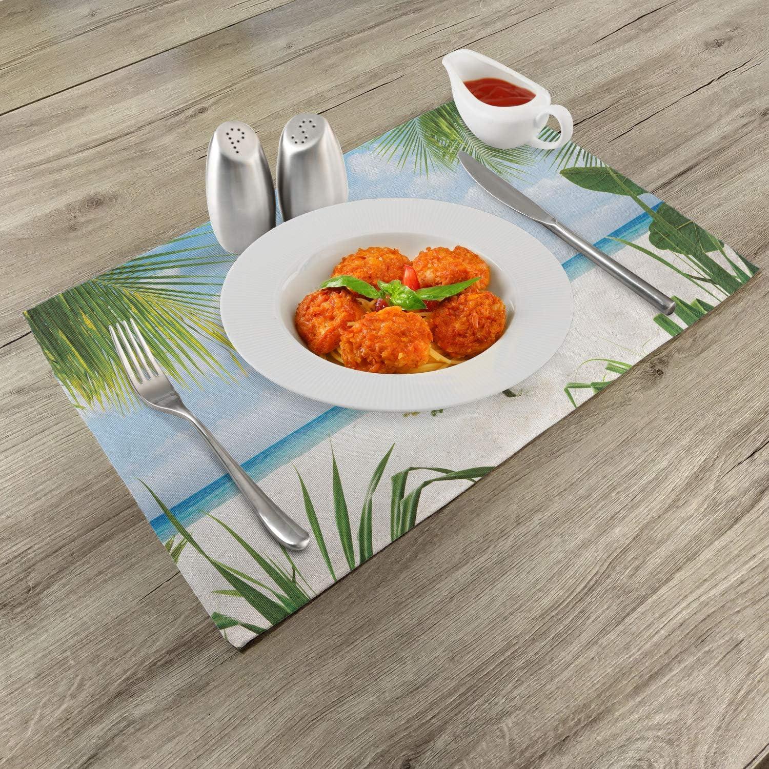 imageAmbesonne Christmas Place Mats Set of 8 Christmas at Countryside Theme Rustic Home Wooden Planks Borders Natural Design Washable Fabric Placemats for Dining Table Placemat 8 pcs Umber GreenGreen Cream