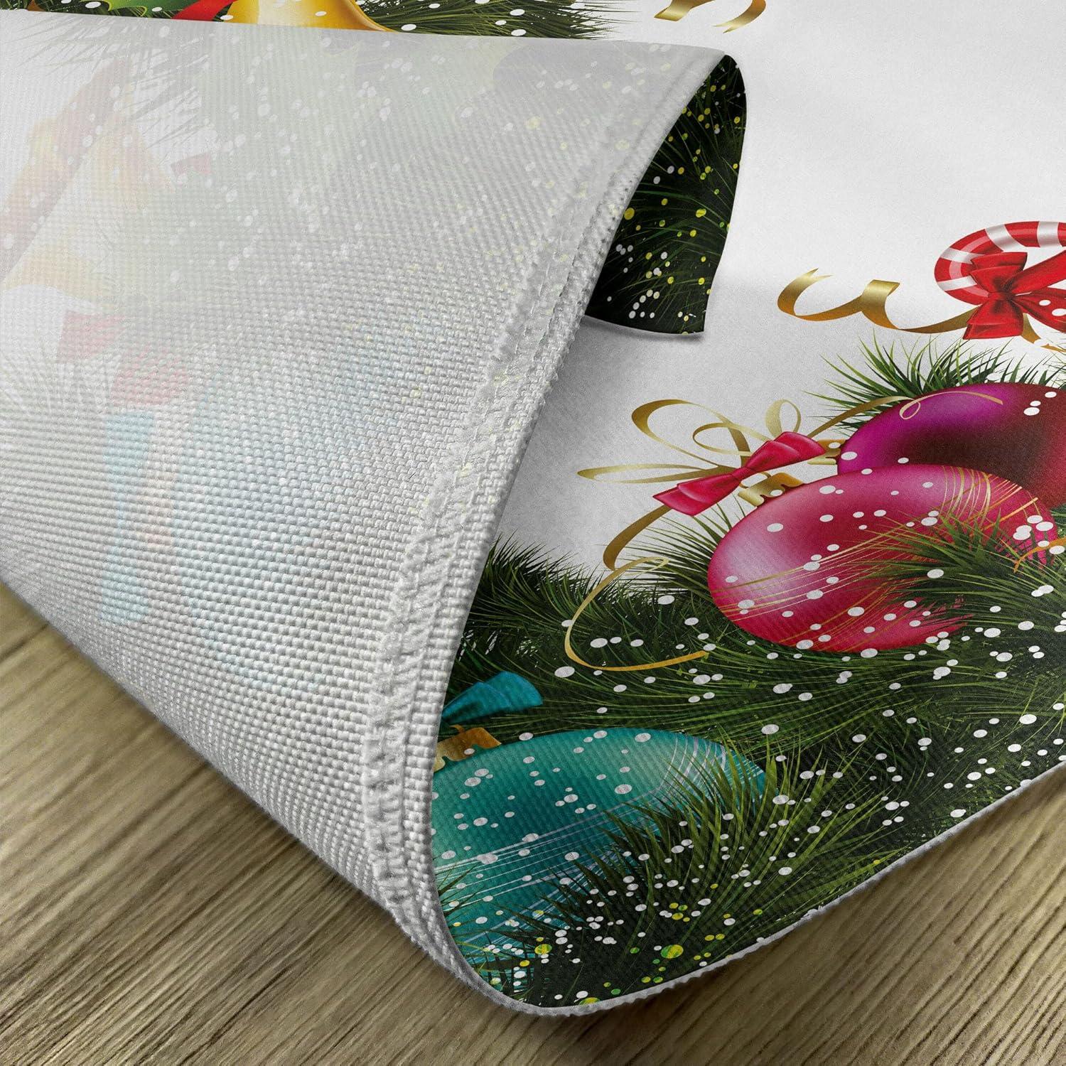 imageAmbesonne Christmas Place Mats Set of 8 Christmas at Countryside Theme Rustic Home Wooden Planks Borders Natural Design Washable Fabric Placemats for Dining Table Placemat 8 pcs Umber GreenRainbow