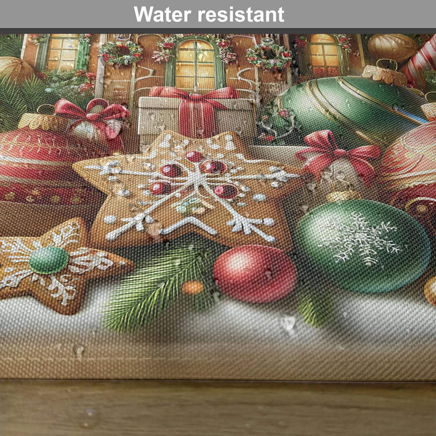 imageAmbesonne Christmas Place Mats Set of 8 Christmas at Countryside Theme Rustic Home Wooden Planks Borders Natural Design Washable Fabric Placemats for Dining Table Placemat 8 pcs Umber GreenGreen Brown and Dark Pink