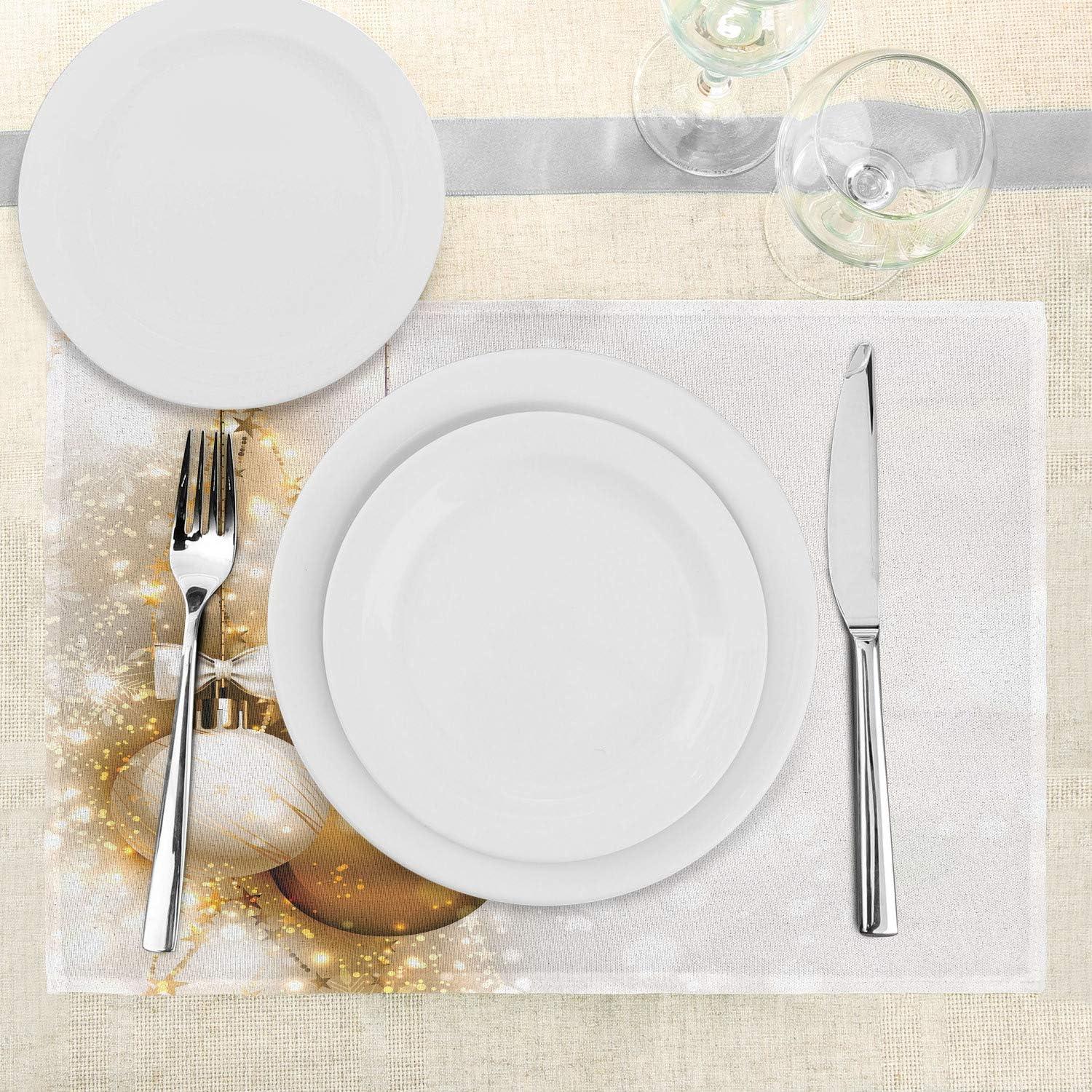 imageAmbesonne Christmas Place Mats Set of 8 Christmas at Countryside Theme Rustic Home Wooden Planks Borders Natural Design Washable Fabric Placemats for Dining Table Placemat 8 pcs Umber GreenWhite Beige