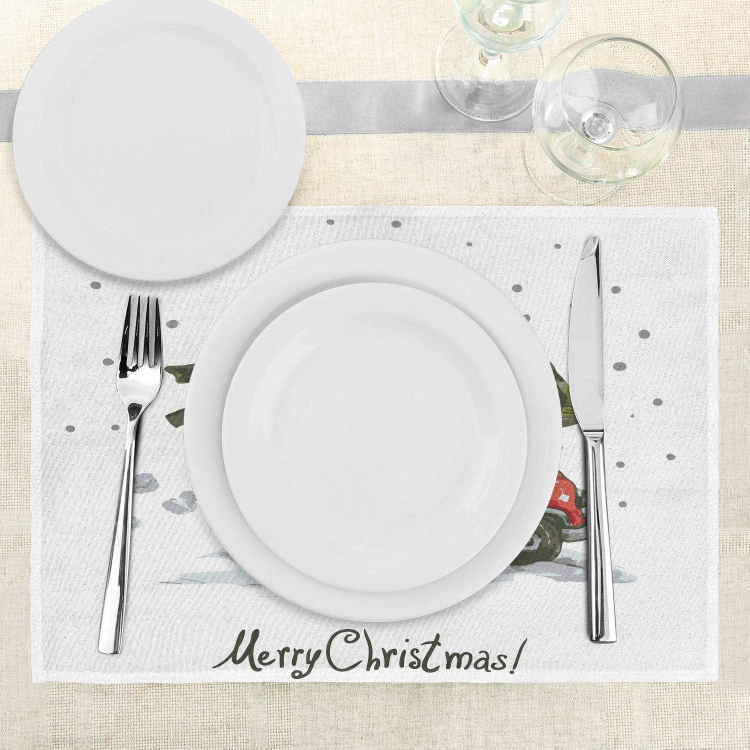 imageAmbesonne Christmas Place Mats Set of 8 Christmas at Countryside Theme Rustic Home Wooden Planks Borders Natural Design Washable Fabric Placemats for Dining Table Placemat 8 pcs Umber GreenGreen Red