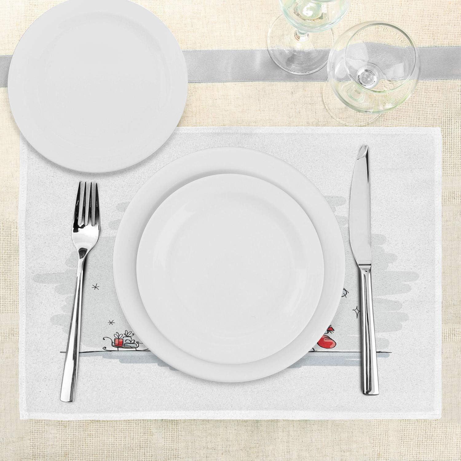 imageAmbesonne Christmas Place Mats Set of 8 Christmas at Countryside Theme Rustic Home Wooden Planks Borders Natural Design Washable Fabric Placemats for Dining Table Placemat 8 pcs Umber GreenRed Black