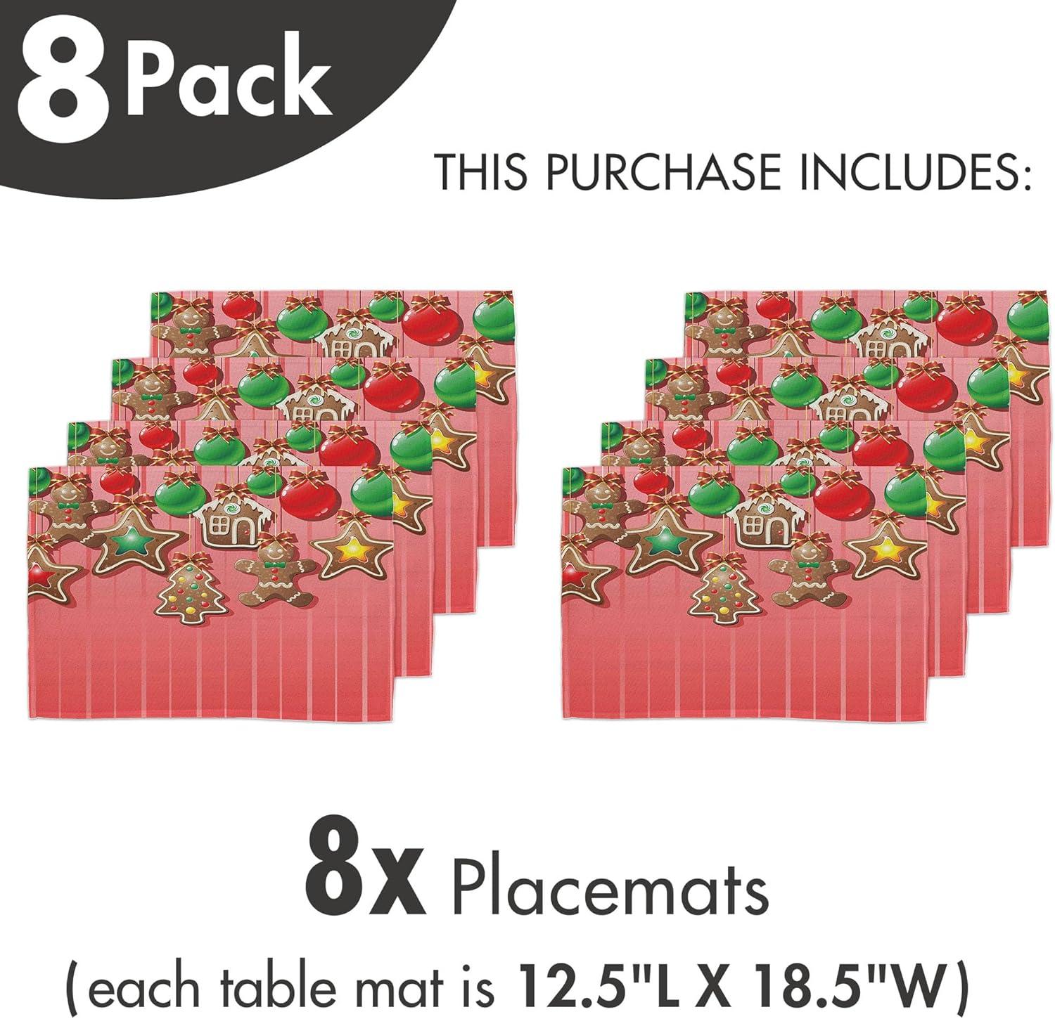 imageAmbesonne Christmas Place Mats Set of 8 Christmas at Countryside Theme Rustic Home Wooden Planks Borders Natural Design Washable Fabric Placemats for Dining Table Placemat 8 pcs Umber GreenPale Ruby