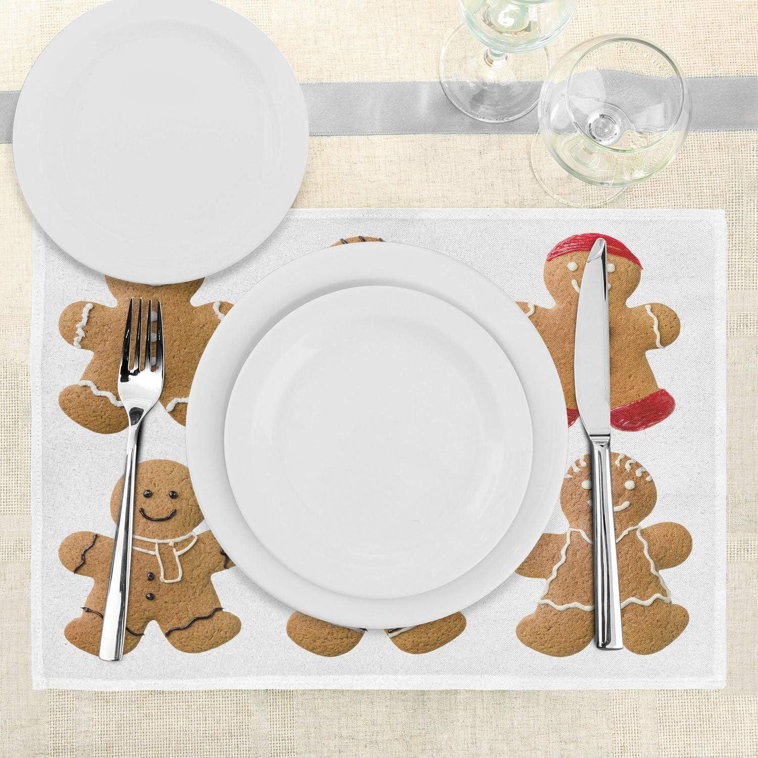 imageAmbesonne Christmas Place Mats Set of 8 Christmas at Countryside Theme Rustic Home Wooden Planks Borders Natural Design Washable Fabric Placemats for Dining Table Placemat 8 pcs Umber GreenBrown Green