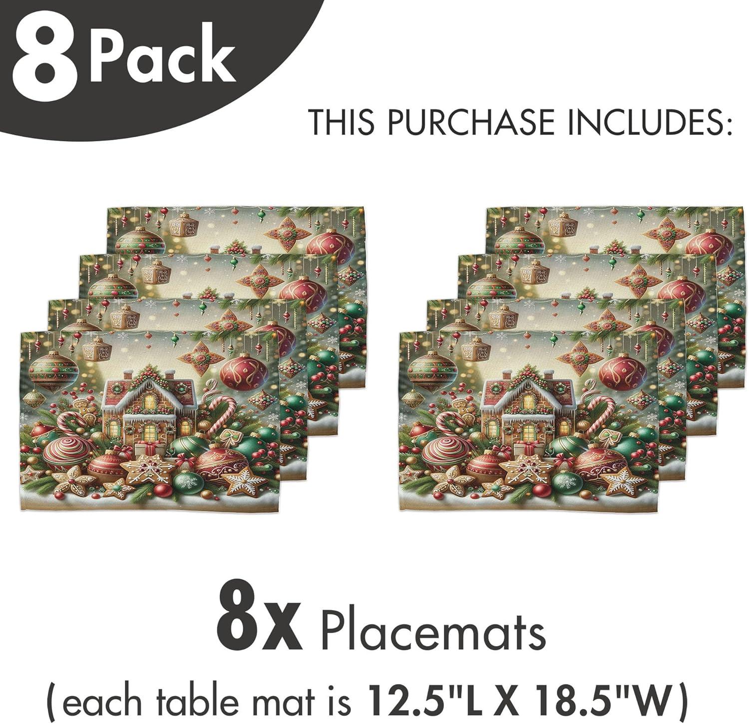 imageAmbesonne Christmas Place Mats Set of 8 Christmas at Countryside Theme Rustic Home Wooden Planks Borders Natural Design Washable Fabric Placemats for Dining Table Placemat 8 pcs Umber GreenGreen Brown and Dark Pink