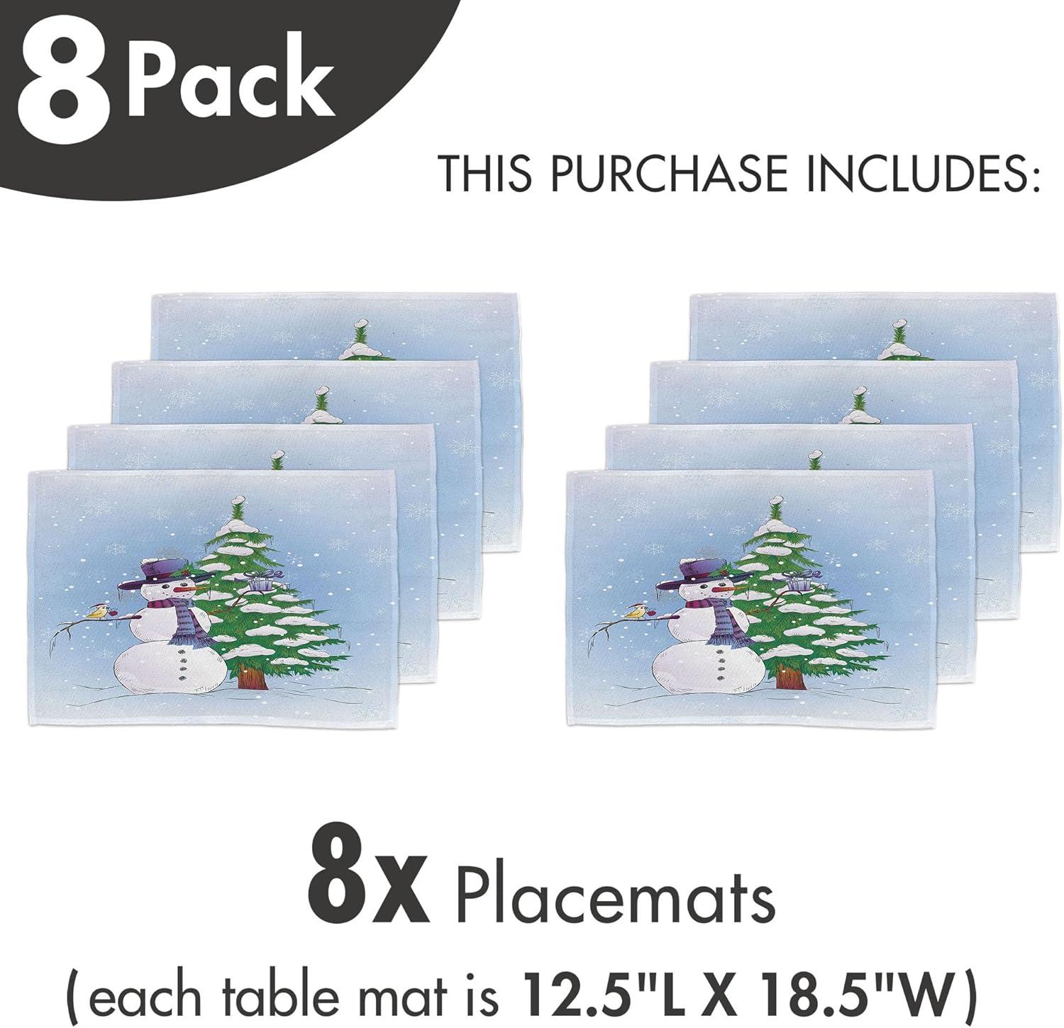 imageAmbesonne Christmas Place Mats Set of 8 Christmas at Countryside Theme Rustic Home Wooden Planks Borders Natural Design Washable Fabric Placemats for Dining Table Placemat 8 pcs Umber GreenGreen Blue
