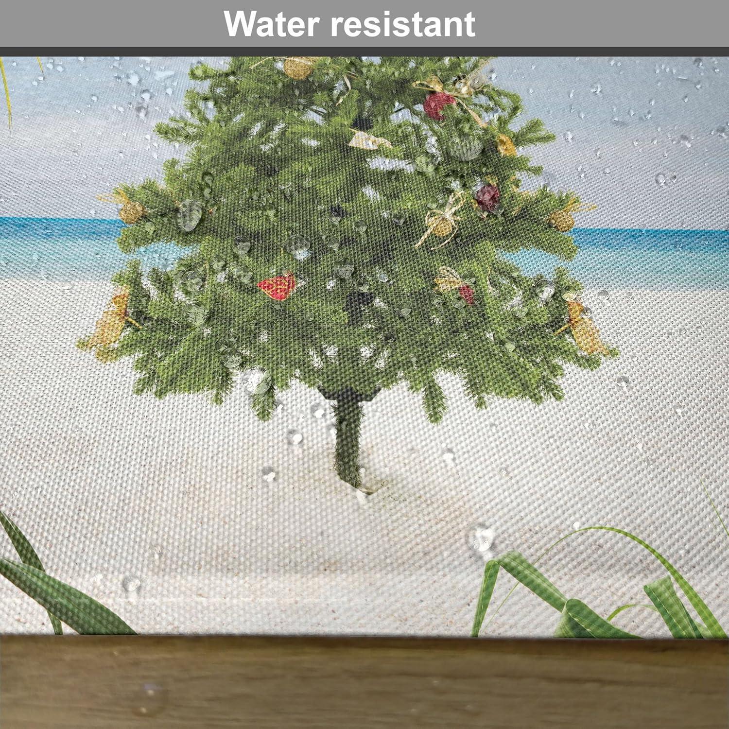 imageAmbesonne Christmas Place Mats Set of 8 Christmas at Countryside Theme Rustic Home Wooden Planks Borders Natural Design Washable Fabric Placemats for Dining Table Placemat 8 pcs Umber GreenGreen Cream
