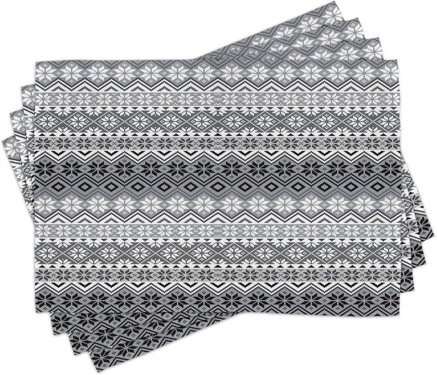 imageAmbesonne Christmas Place Mats Set of 8 Xmas Baubles on Snow Snowflakes Ice Holiday Humanitarian Art Illustration Washable Fabric Placemats for Dining Table Placemat 8 pcs Red WhiteGray White