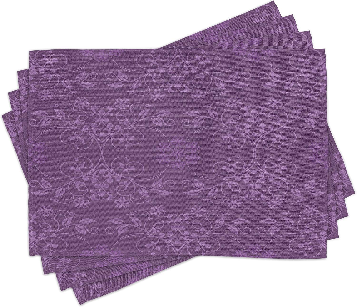 imageAmbesonne Christmas Place Mats Set of 8 Xmas Baubles on Snow Snowflakes Ice Holiday Humanitarian Art Illustration Washable Fabric Placemats for Dining Table Placemat 8 pcs Red WhiteEggplant Purple