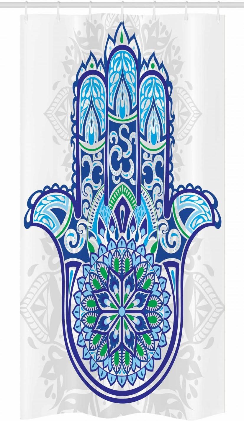 imageAmbesonne Christmas Shower Curtain Holiday Season Office Design Tree Celebration Snowflakes Celebration Cloth Fabric Bathroom Decor Set with Hooks 69quot W x 75quot L White Green RedBlue Turquoise White
