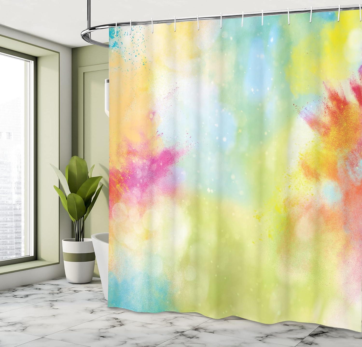 imageAmbesonne Christmas Shower Curtain Holiday Season Office Design Tree Celebration Snowflakes Celebration Cloth Fabric Bathroom Decor Set with Hooks 69quot W x 75quot L White Green RedGreen Peach
