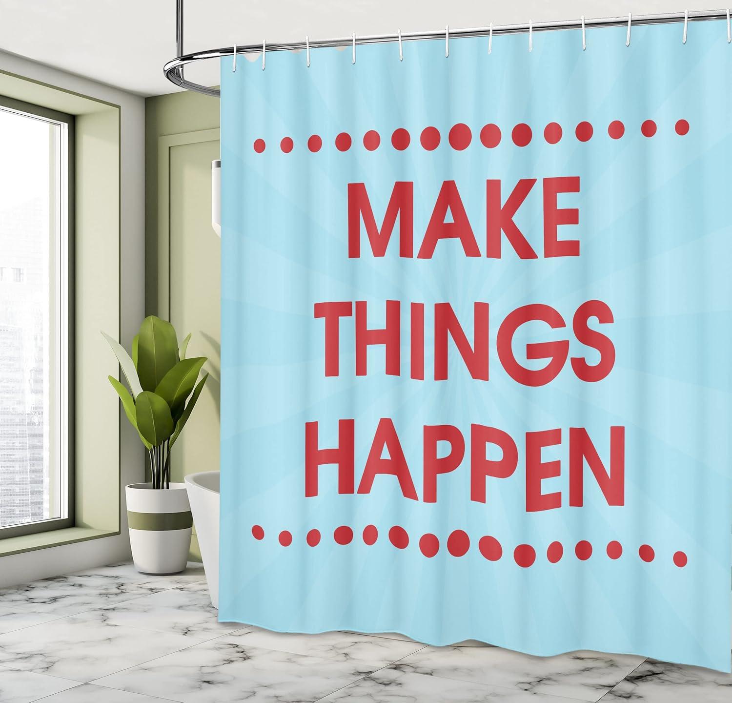 imageAmbesonne Christmas Shower Curtain Holiday Season Office Design Tree Celebration Snowflakes Celebration Cloth Fabric Bathroom Decor Set with Hooks 69quot W x 75quot L White Green RedTurquoise Maroon