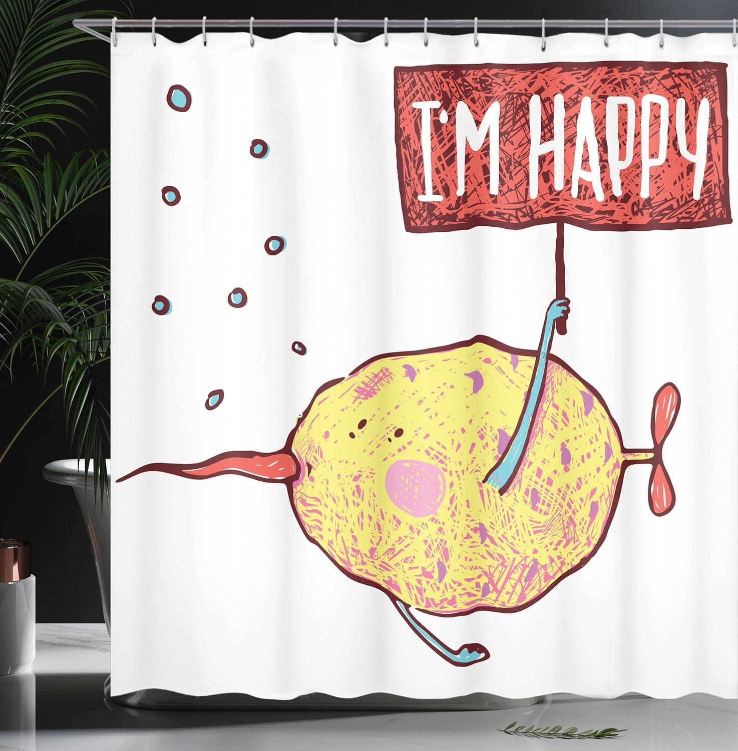 imageAmbesonne Christmas Shower Curtain Holiday Season Office Design Tree Celebration Snowflakes Celebration Cloth Fabric Bathroom Decor Set with Hooks 69quot W x 75quot L White Green RedCrimson Yellow