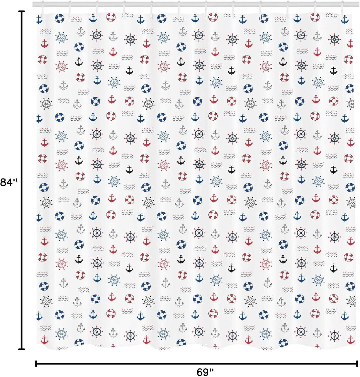 imageAmbesonne Christmas Shower Curtain Holiday Season Office Design Tree Celebration Snowflakes Celebration Cloth Fabric Bathroom Decor Set with Hooks 69quot W x 75quot L White Green RedBlue and Red