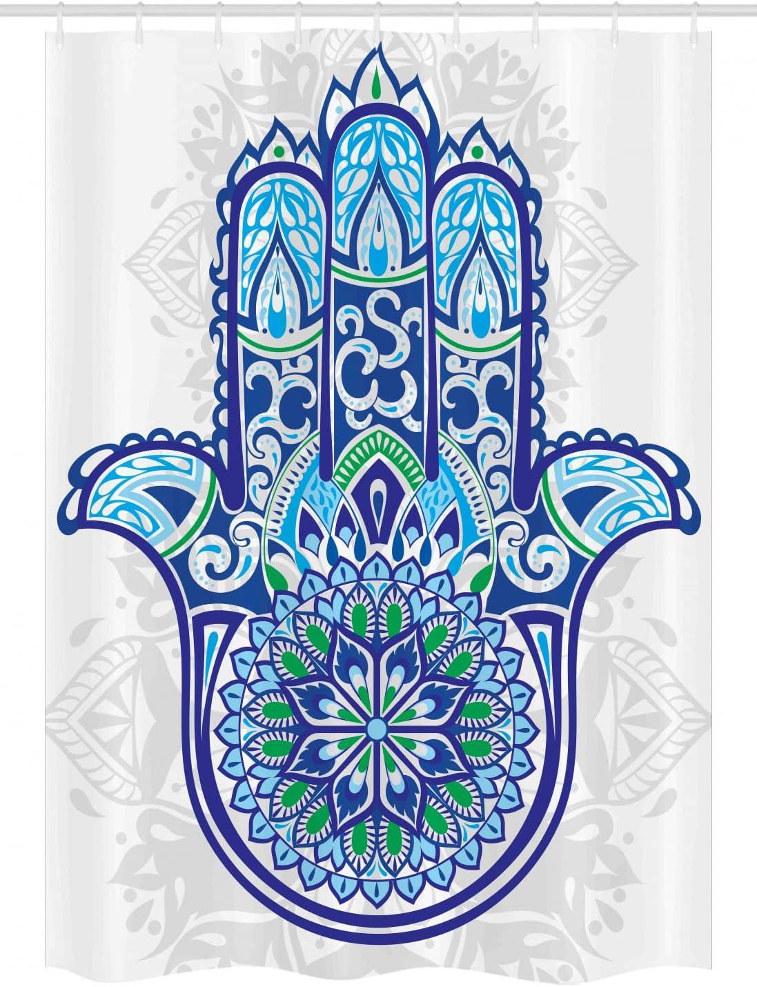 imageAmbesonne Christmas Shower Curtain Holiday Season Office Design Tree Celebration Snowflakes Celebration Cloth Fabric Bathroom Decor Set with Hooks 69quot W x 75quot L White Green RedBlue Turquoise White